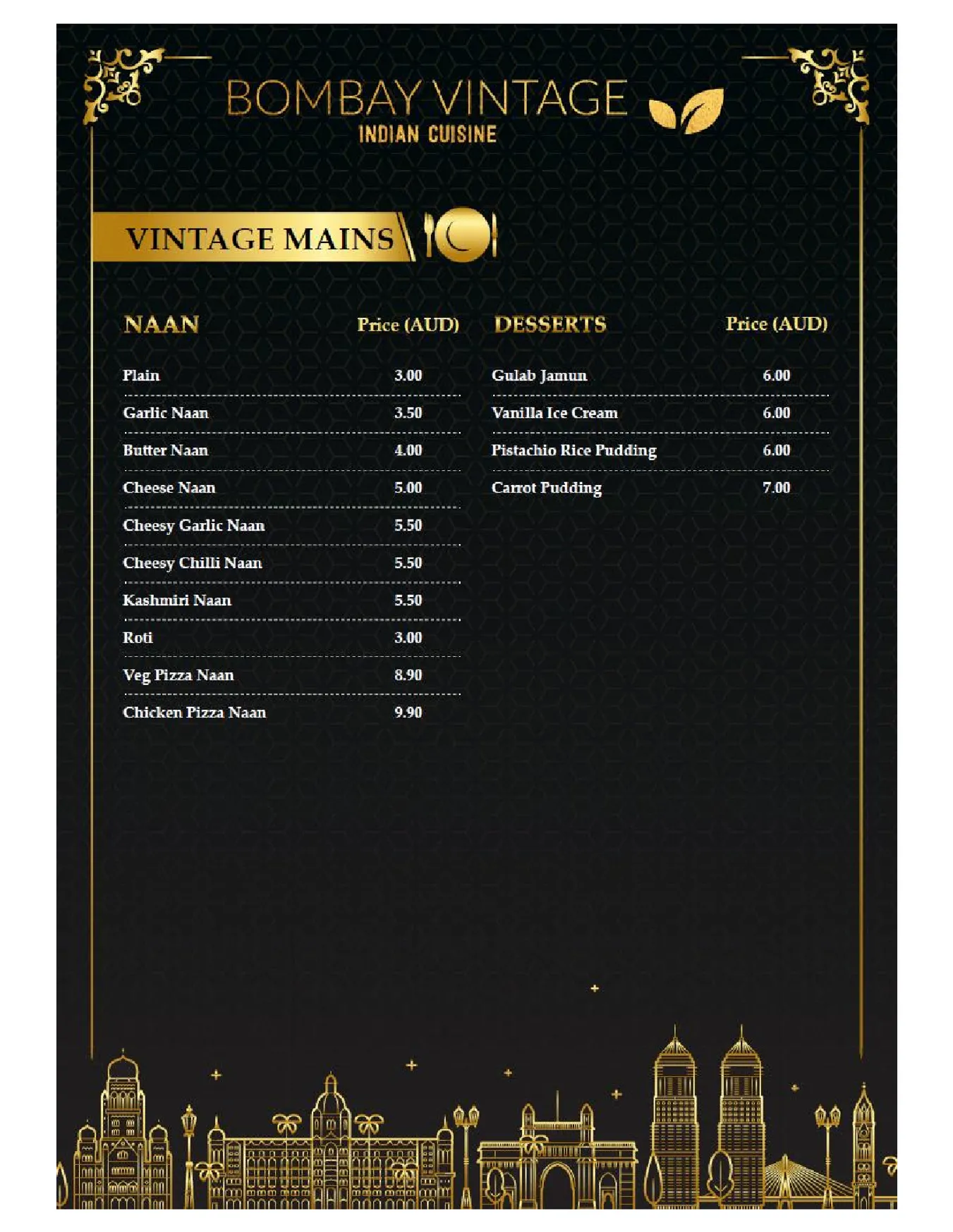 Bombay Vintage - Malvern menu, page 4