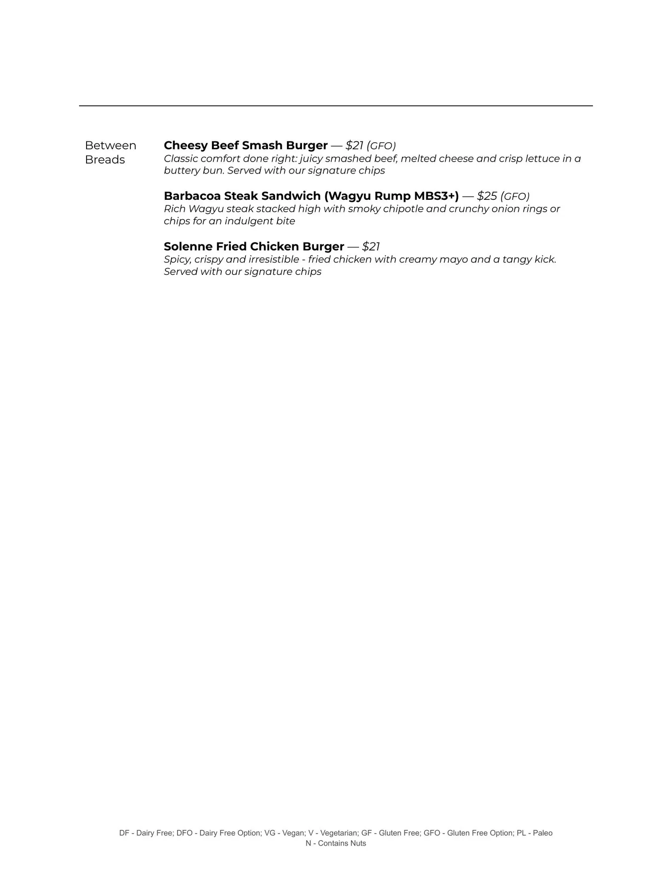 Solenne menu, page 4