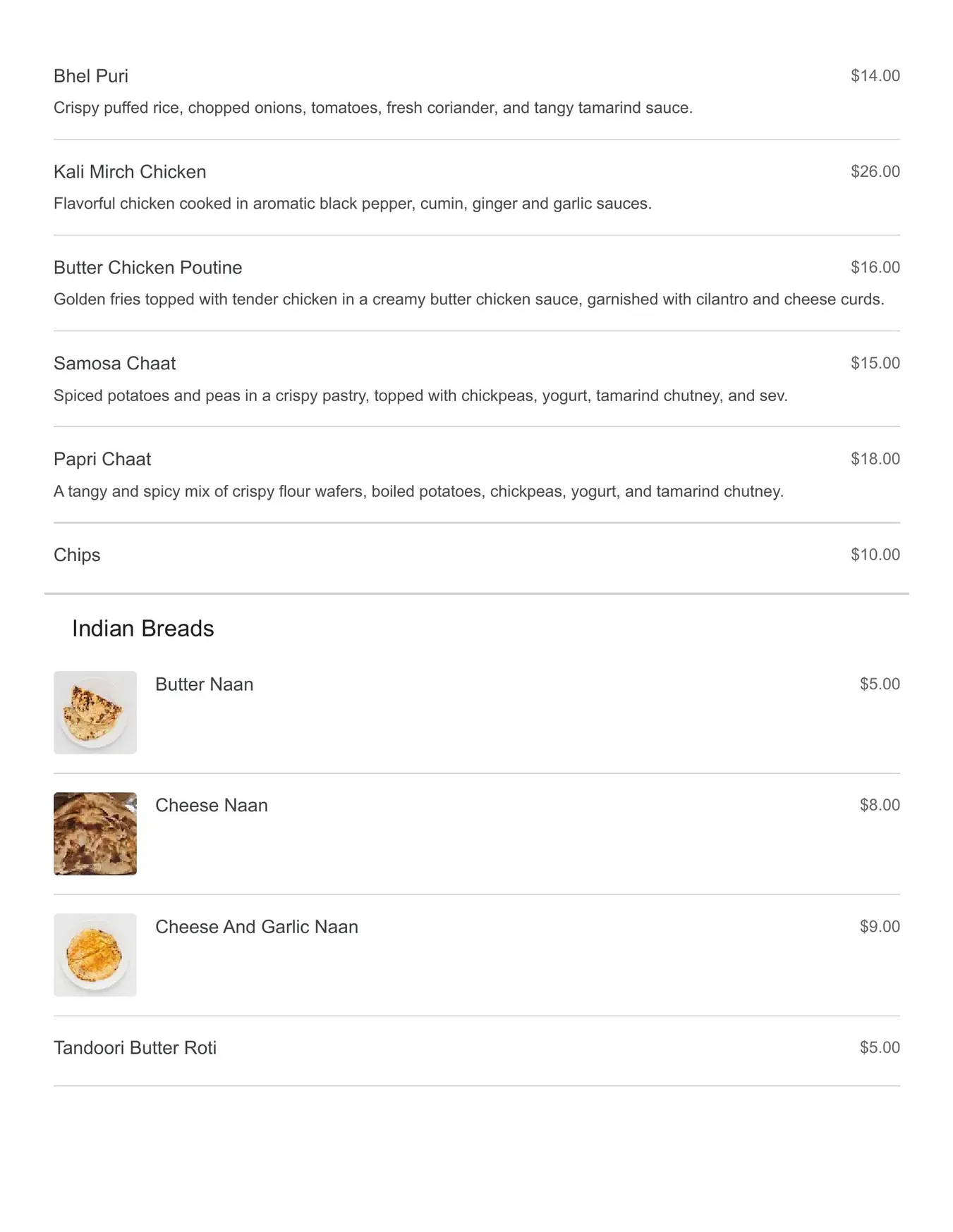 Chakna Tandoori Bites menu, page 4