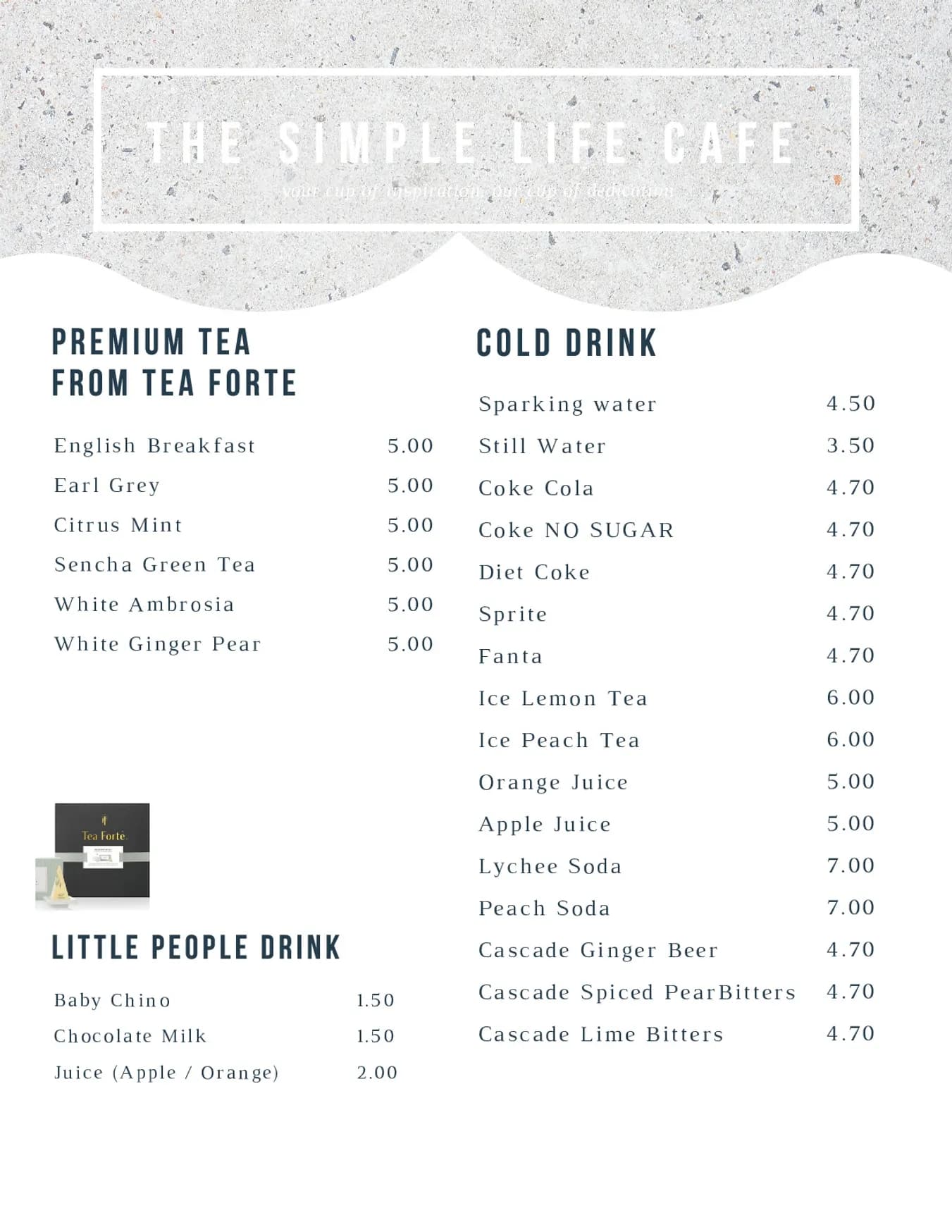 The Simple Life Cafe menu, page 3