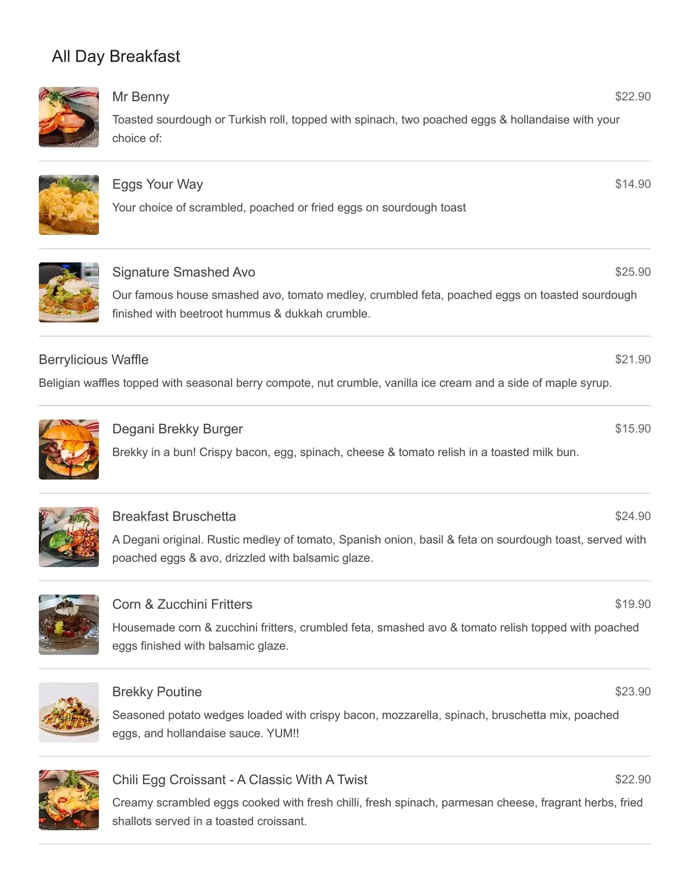Degani Woodgrove menu, page 12