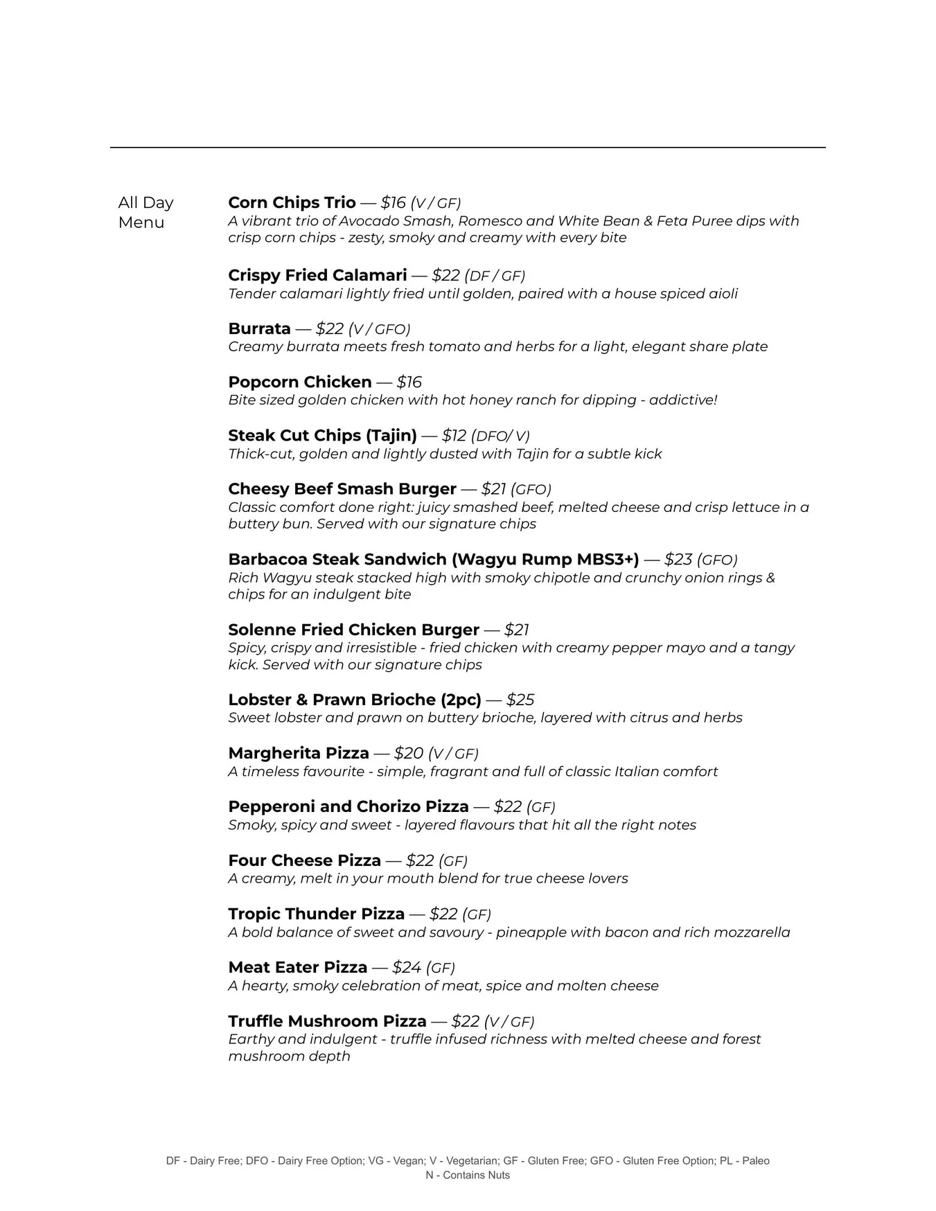 Solenne menu, page 9
