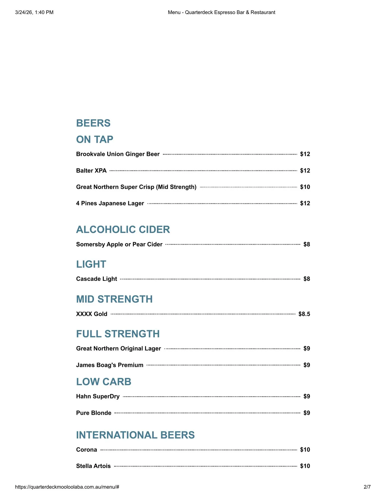 Quarterdeck menu, page 7