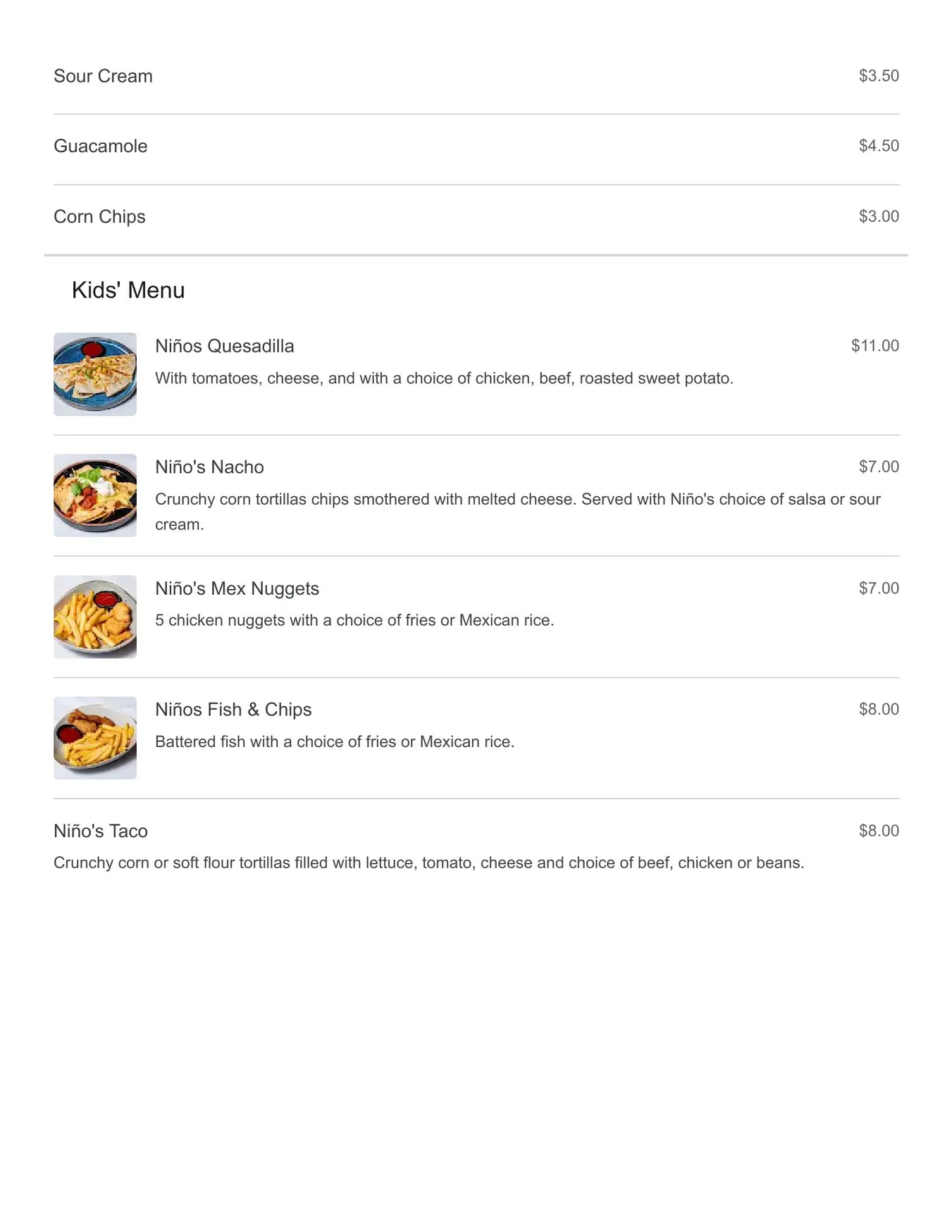 Mexicana @ Rose menu, page 5