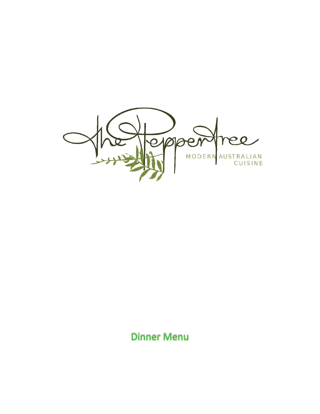 The Peppertree Licensed Restaurant menu, page 1