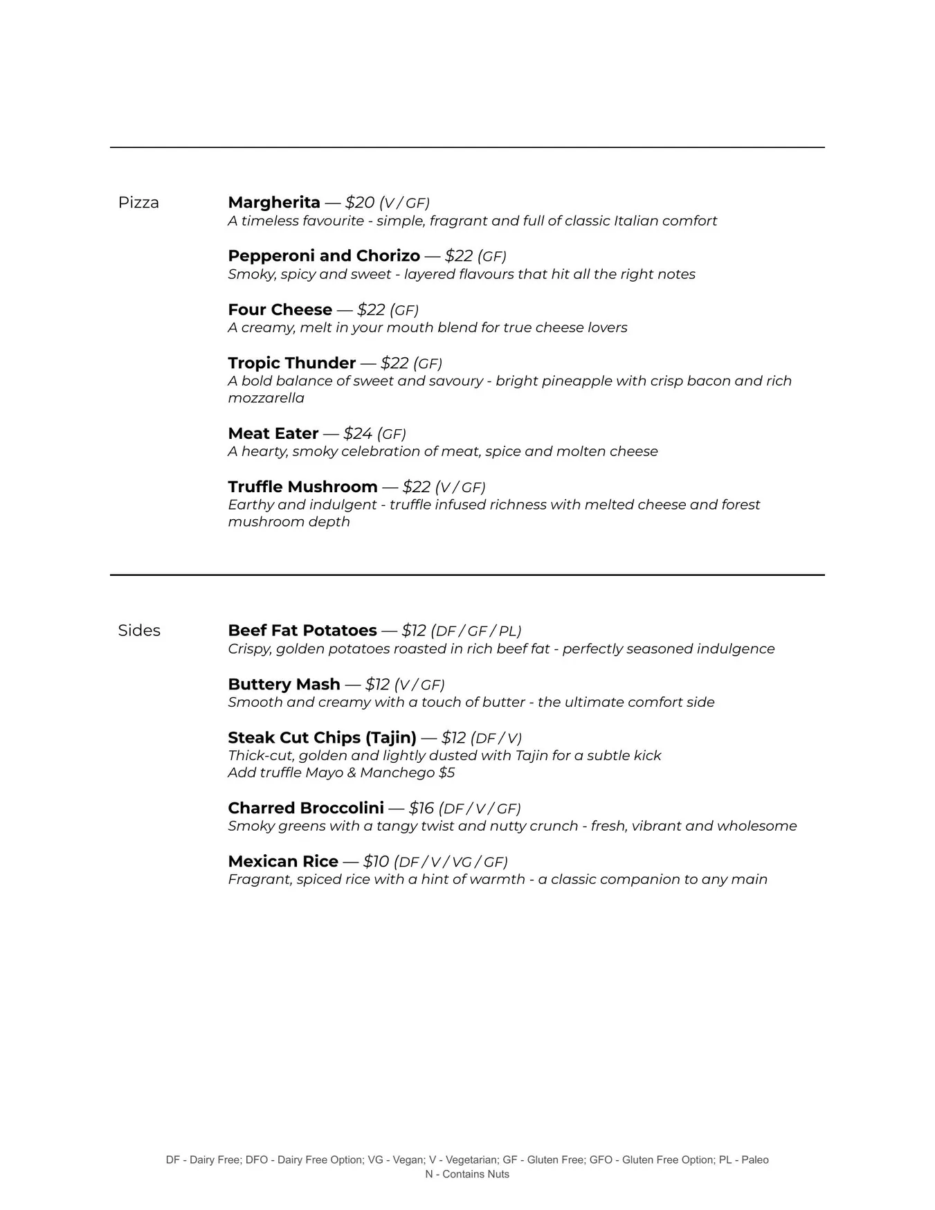 Solenne menu, page 6