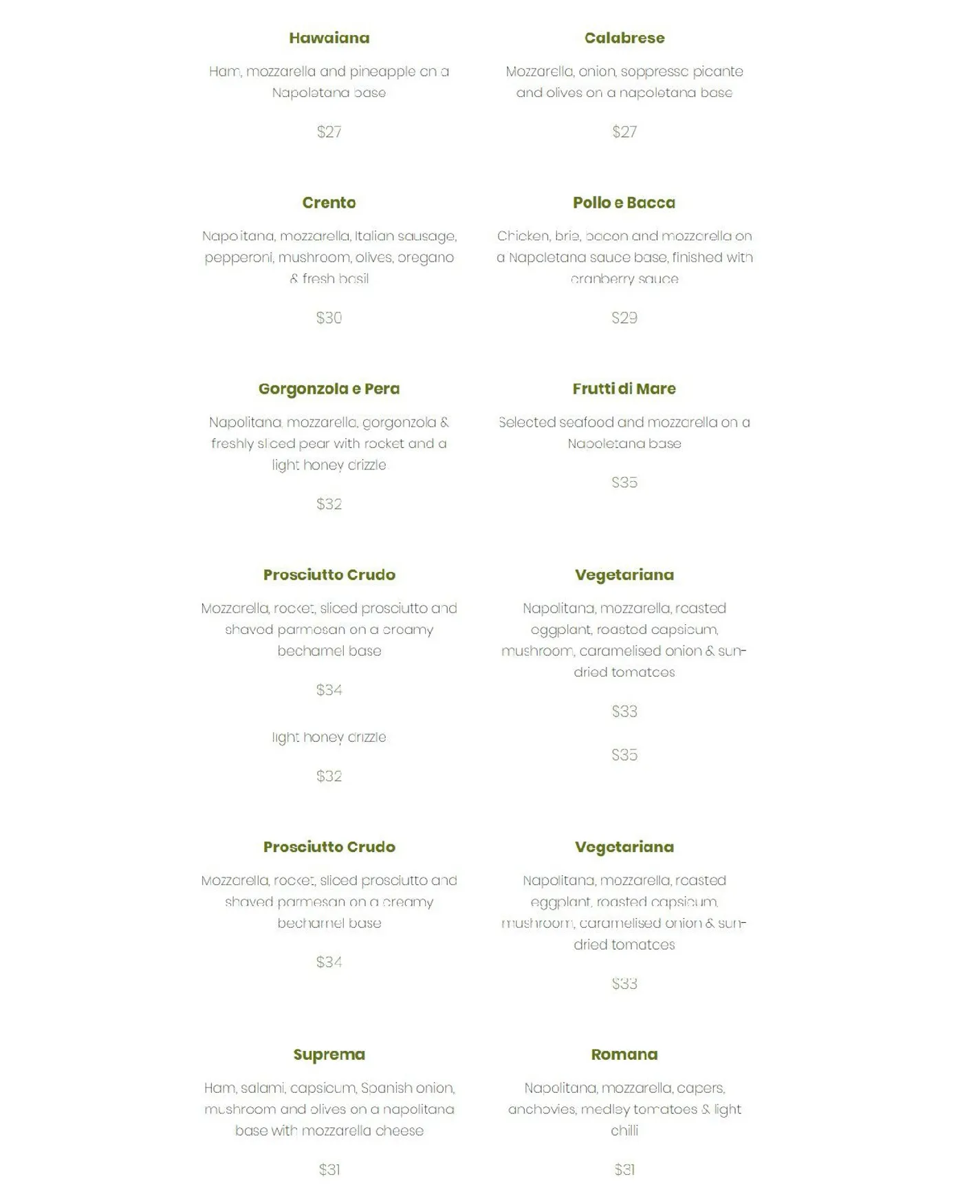 Crento Italian Collaroy menu, page 6