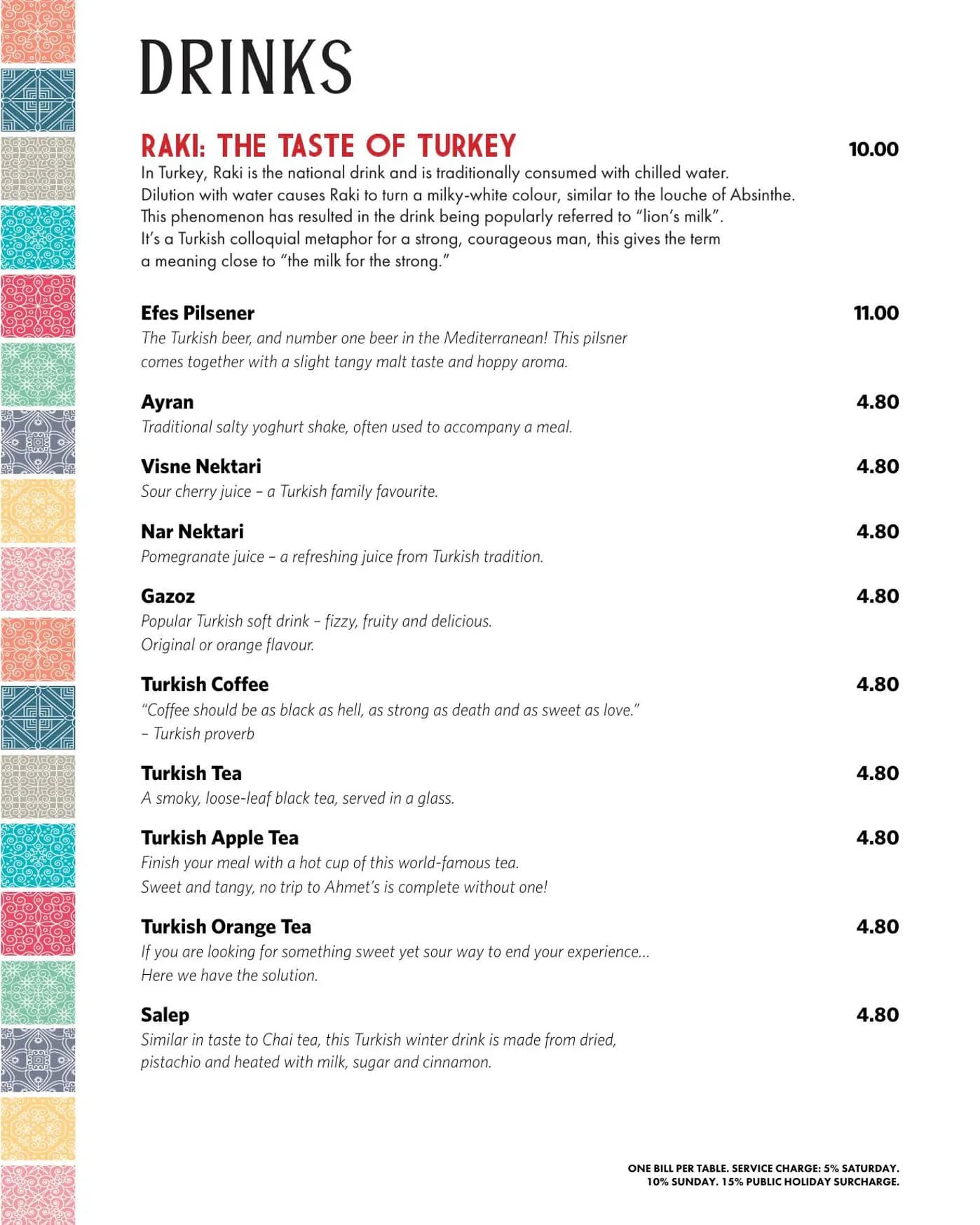 Ahmet's Turkish Restaurant menu, page 8