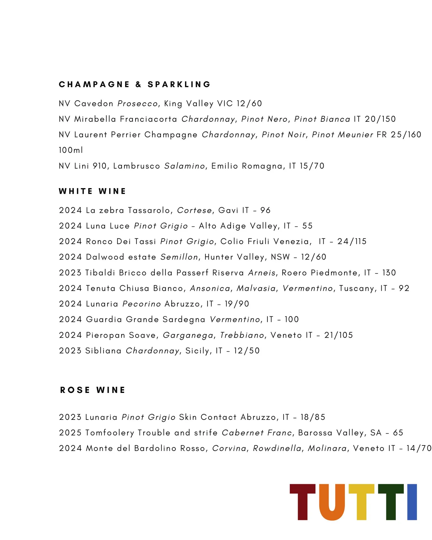 Tutti menu, page 3