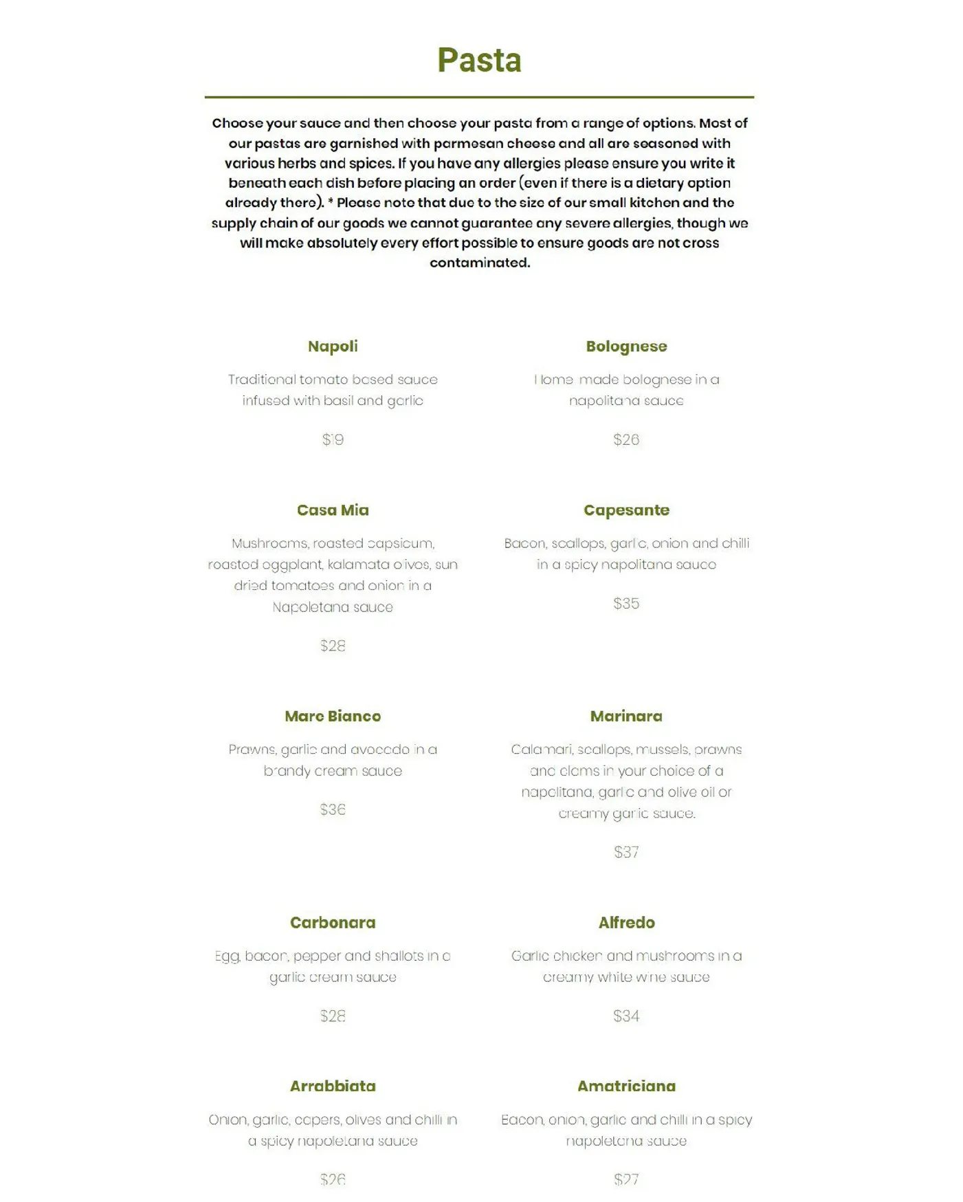 Crento Italian Collaroy menu, page 3