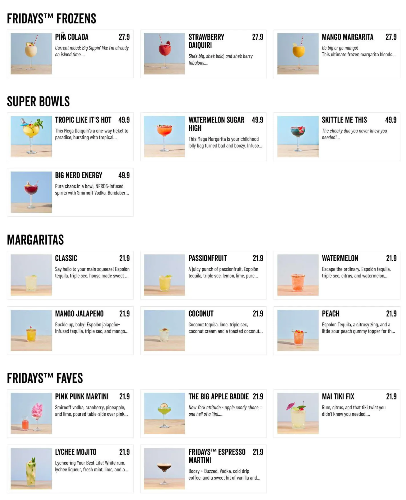 TGI Fridays Macquarie menu, page 4
