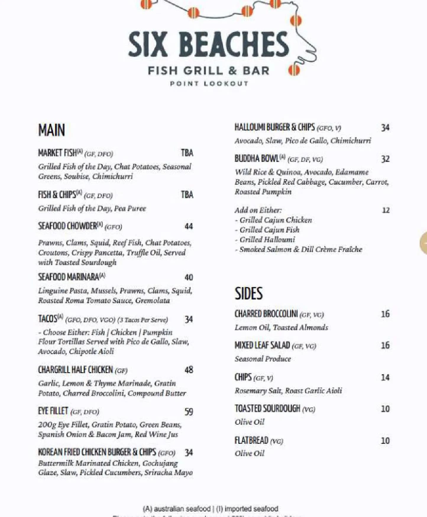 Six Beaches Fish Grill and Bar menu, page 2
