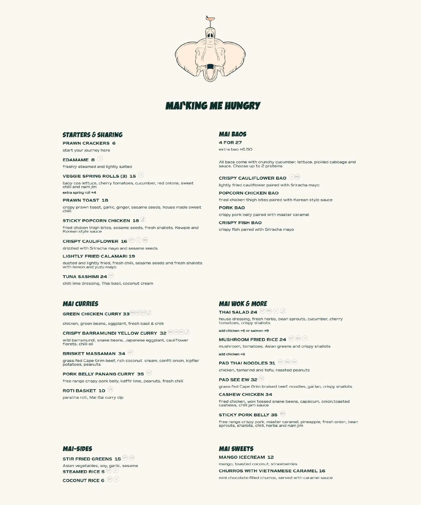 Mai Gai menu, page 1