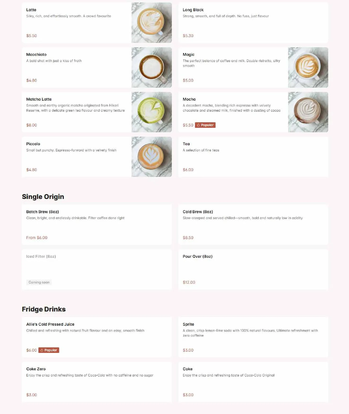 Ellis' Belly menu, page 3