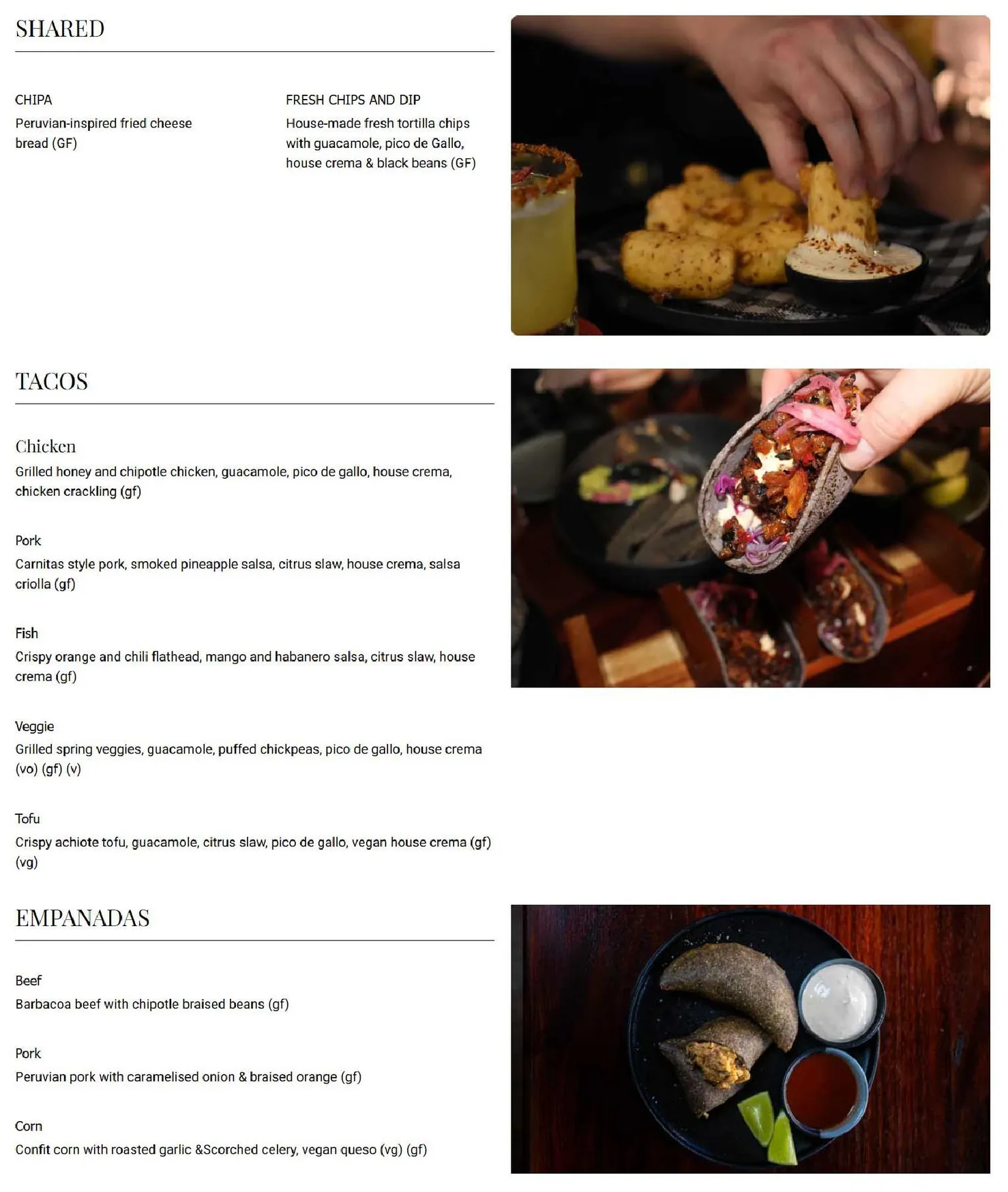 Chicano Taqueria menu, page 1