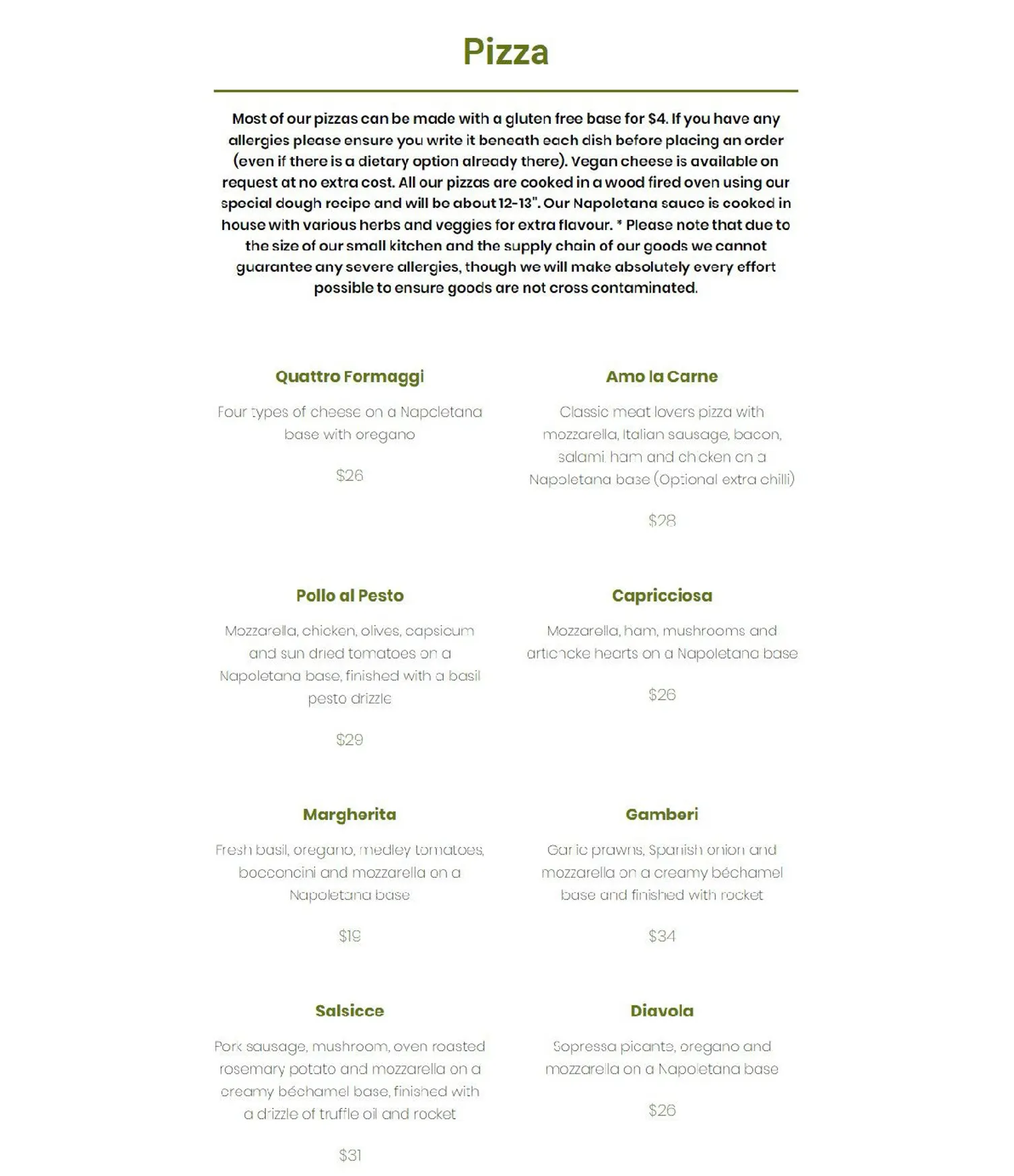 Crento Italian Collaroy menu, page 5