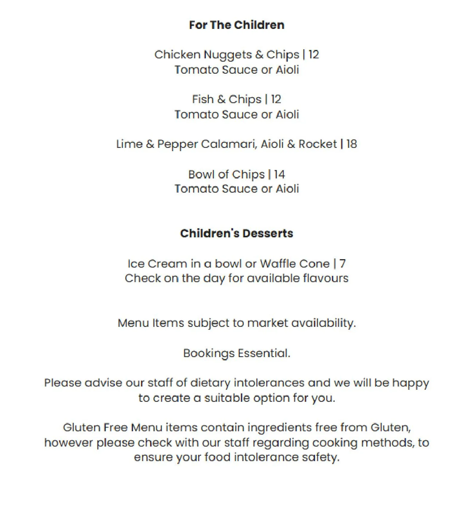 The Pavilion Restaurant at Buller Wines menu, page 3
