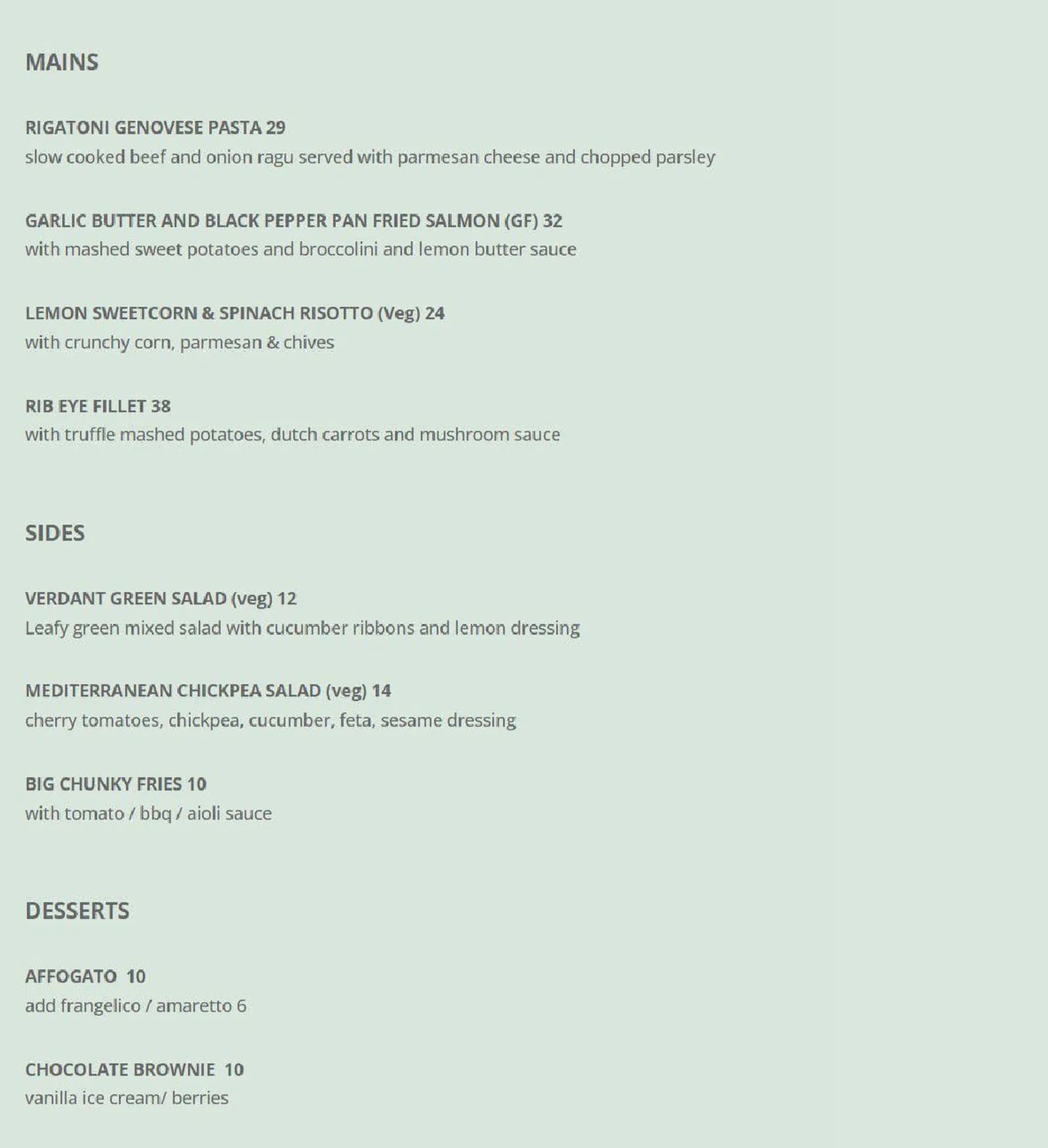 Seven Shores menu, page 4