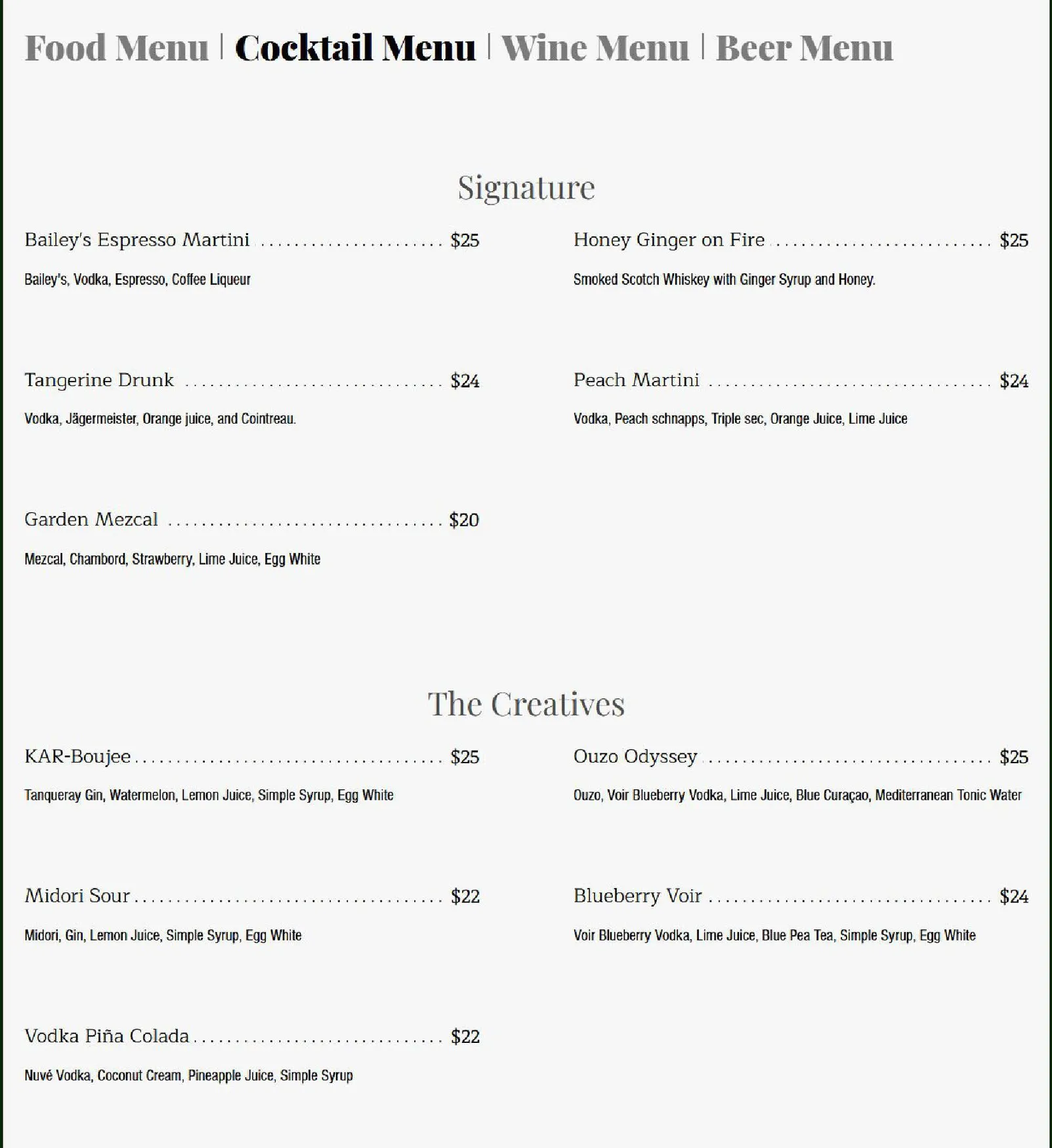 Danté menu, page 5