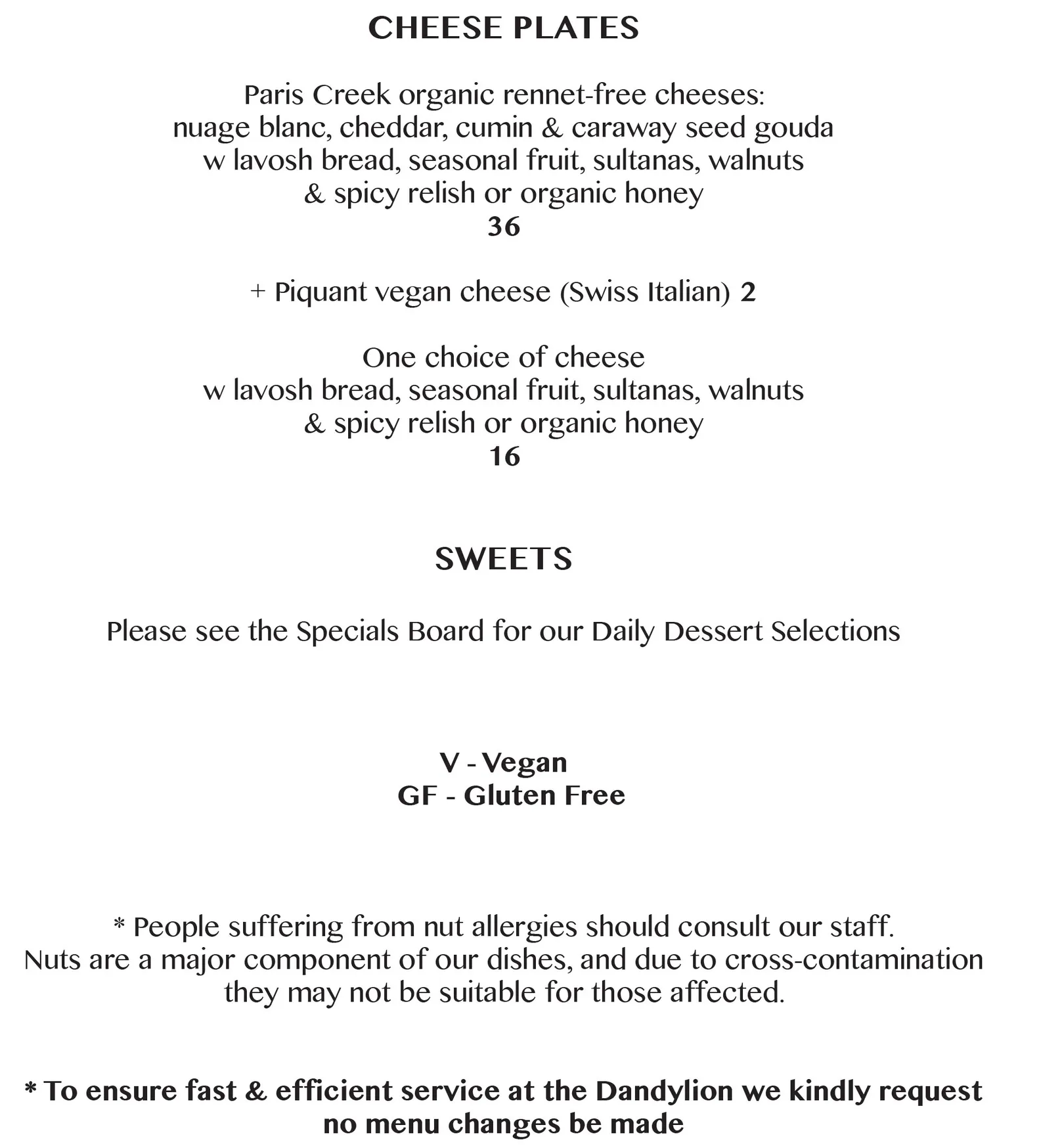 Dandylion menu, page 3
