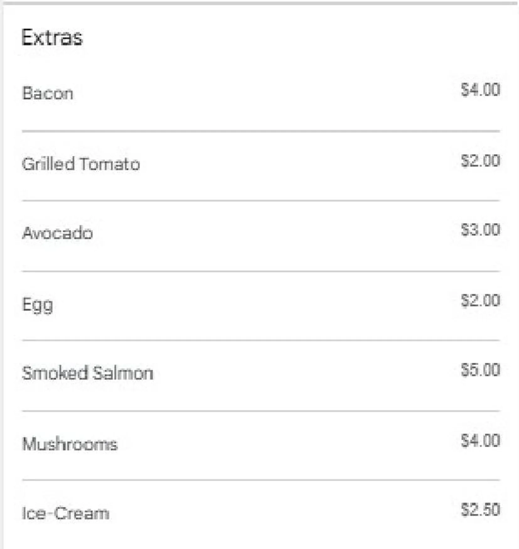 Hatters Tea House menu, page 3