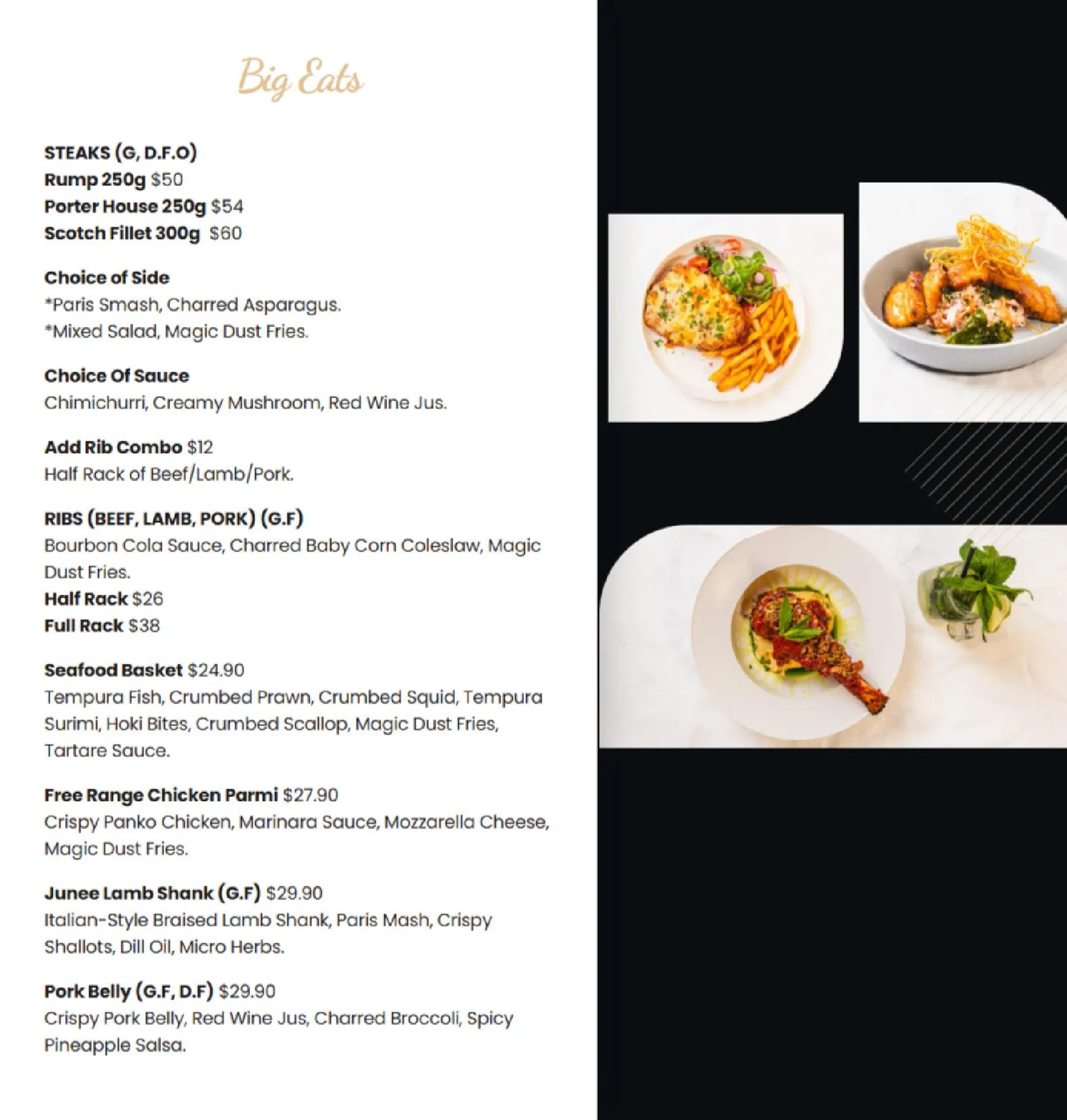 Fork & Flavours menu, page 6