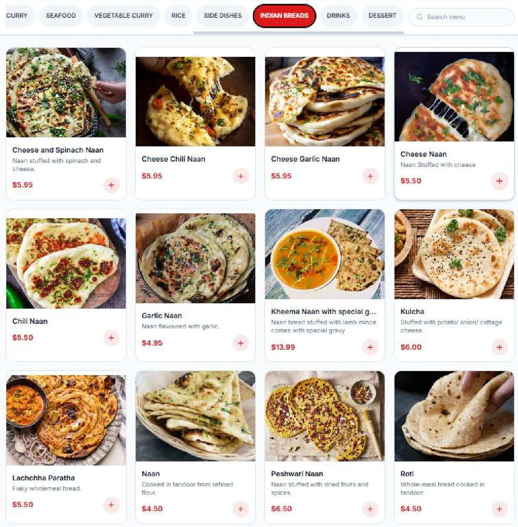 JK Tandoori and Curry House menu, page 11