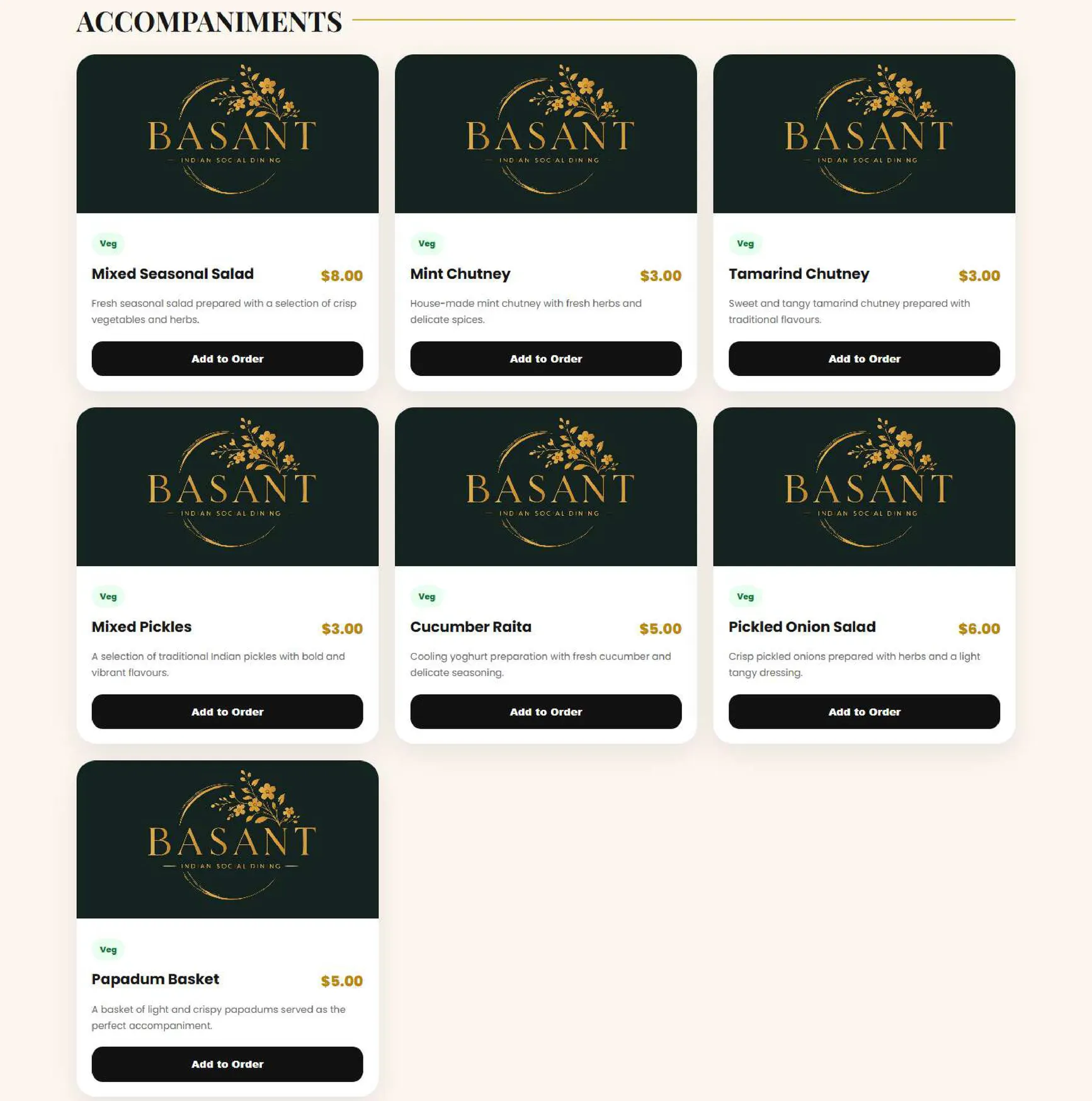 Basant Indian Social Dining menu, page 10