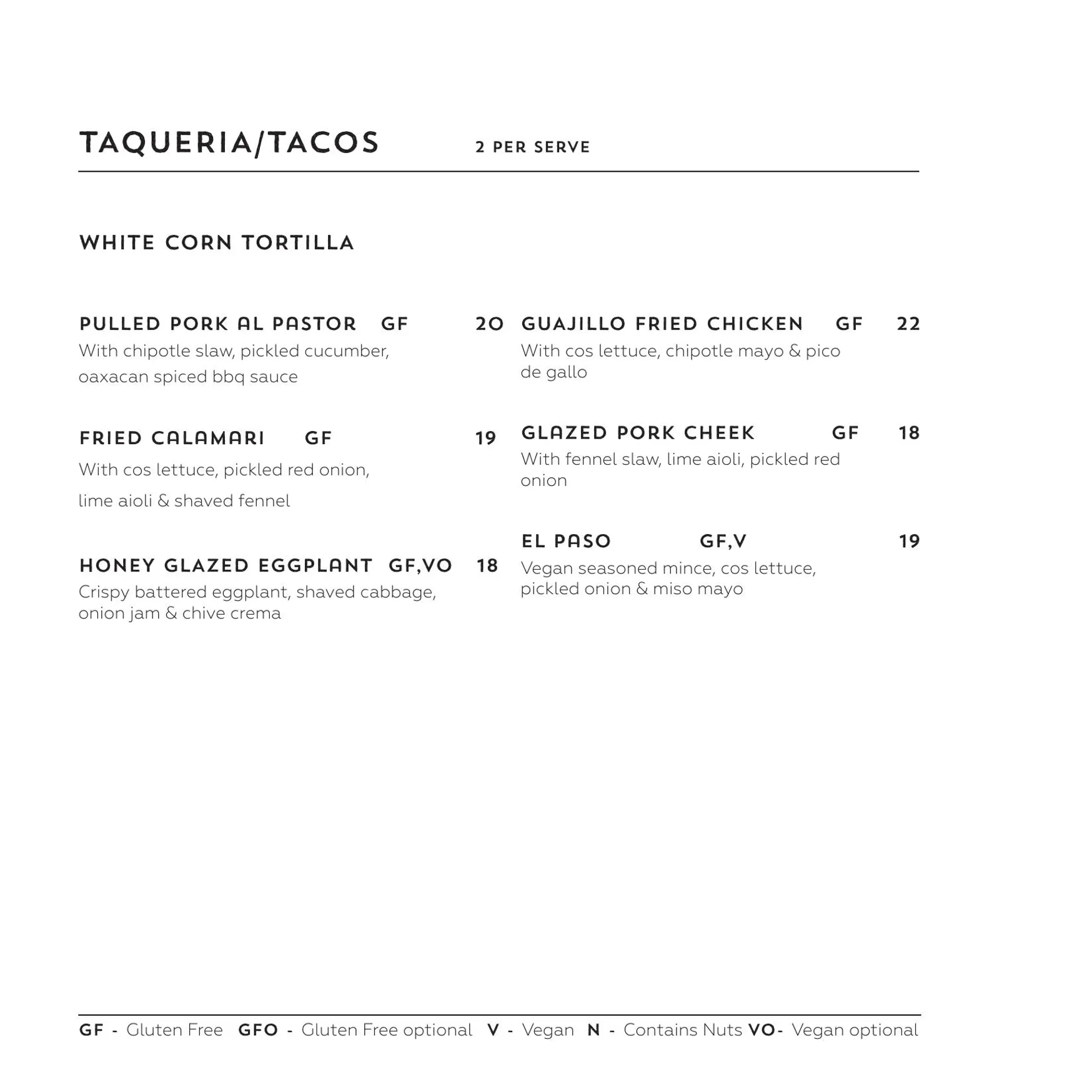Pancho Villa menu, page 6