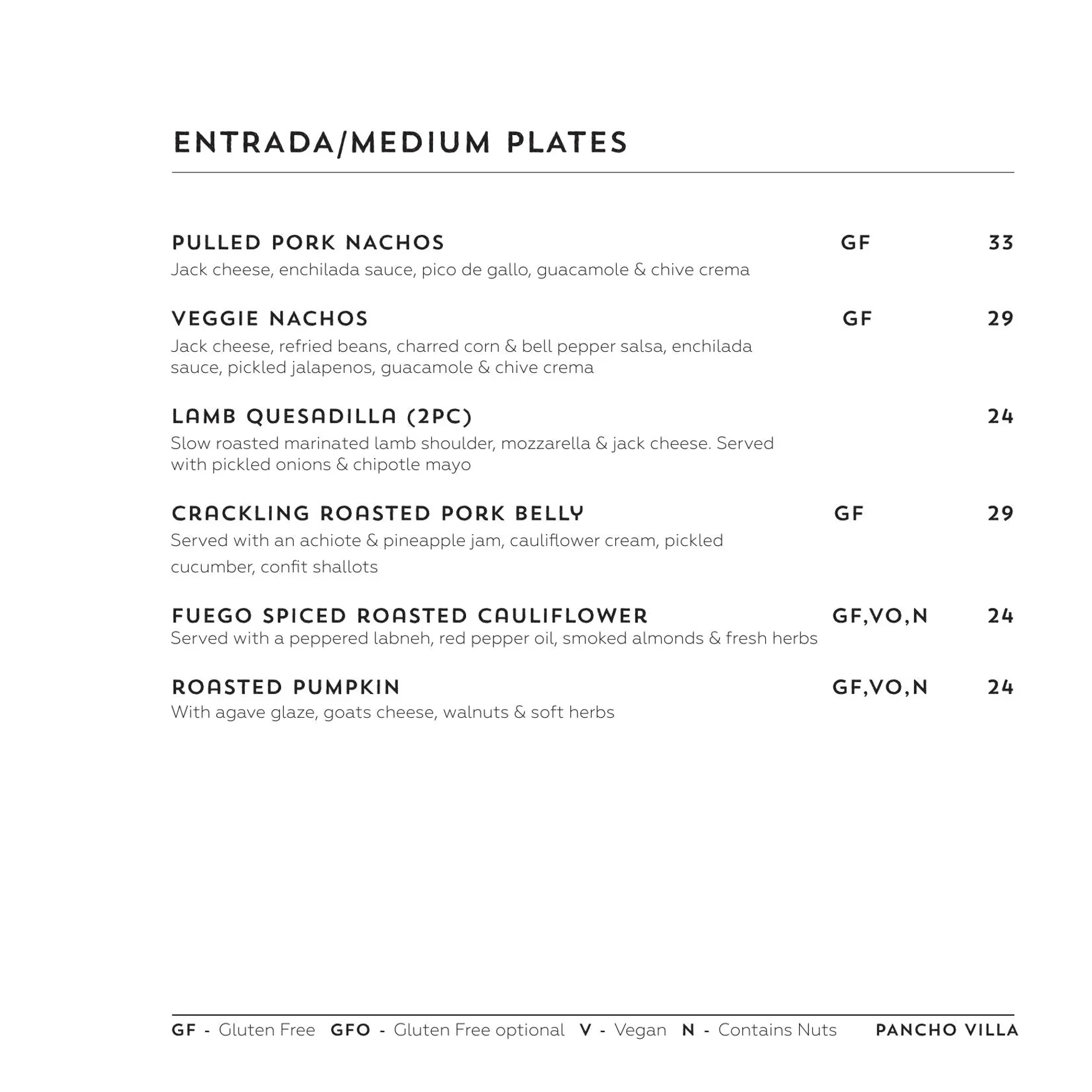 Pancho Villa menu, page 7