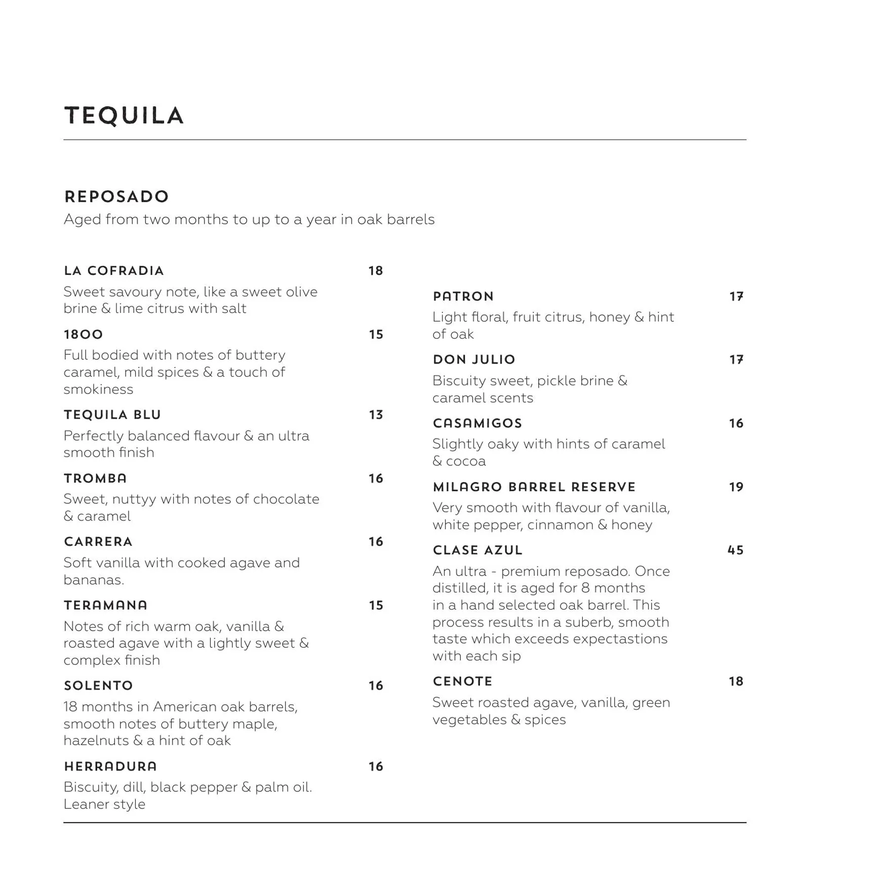 Pancho Villa menu, page 18