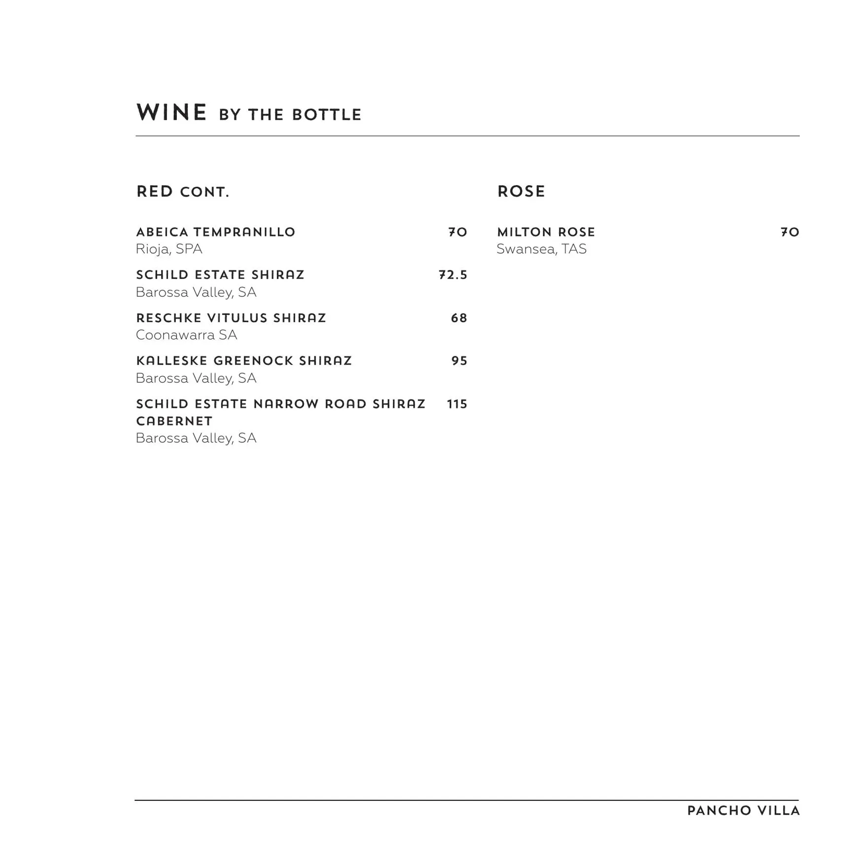 Pancho Villa menu, page 13