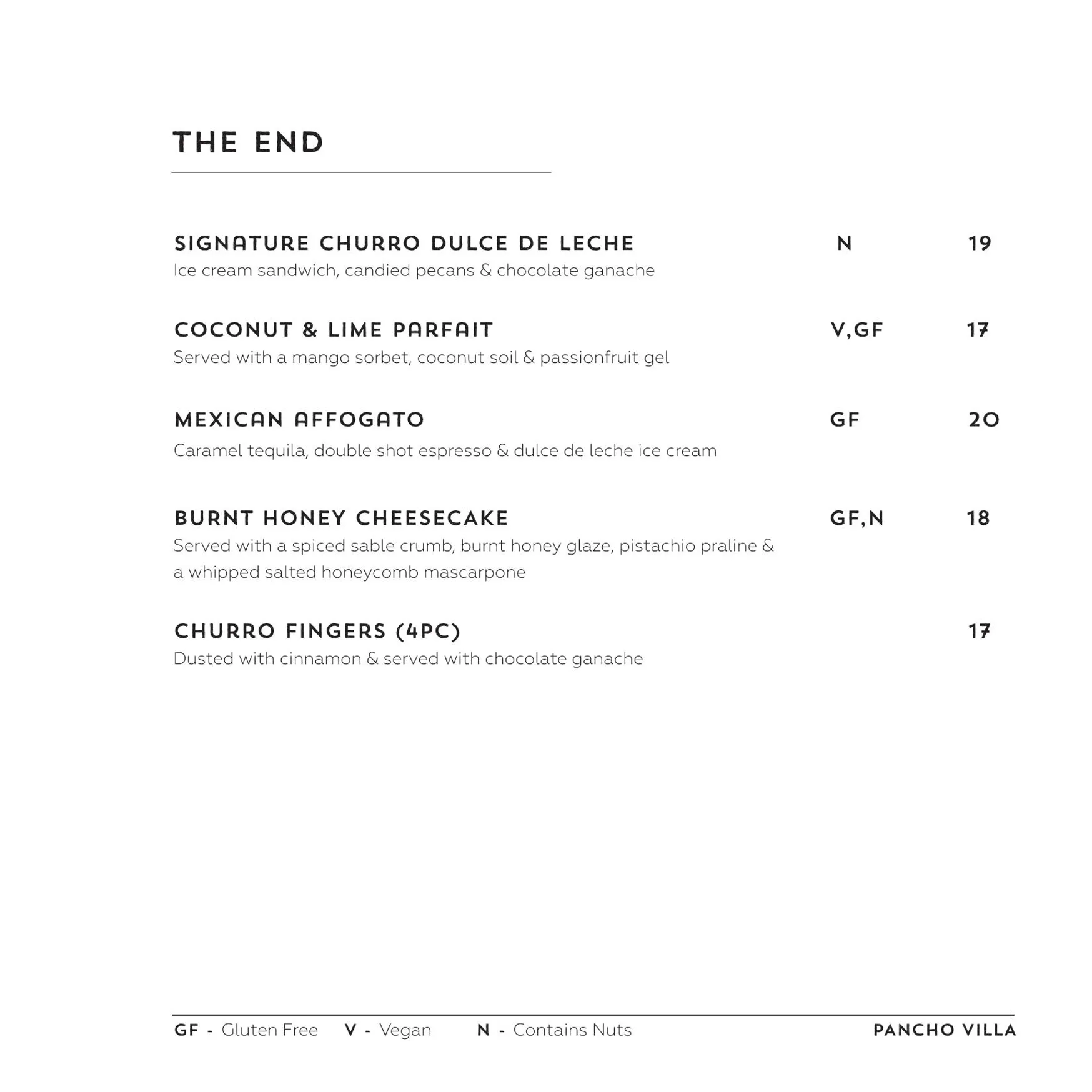 Pancho Villa menu, page 9
