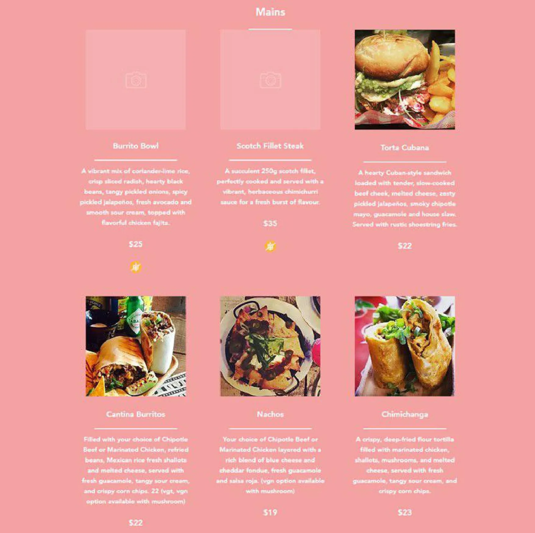 Cantina Bar menu, page 6