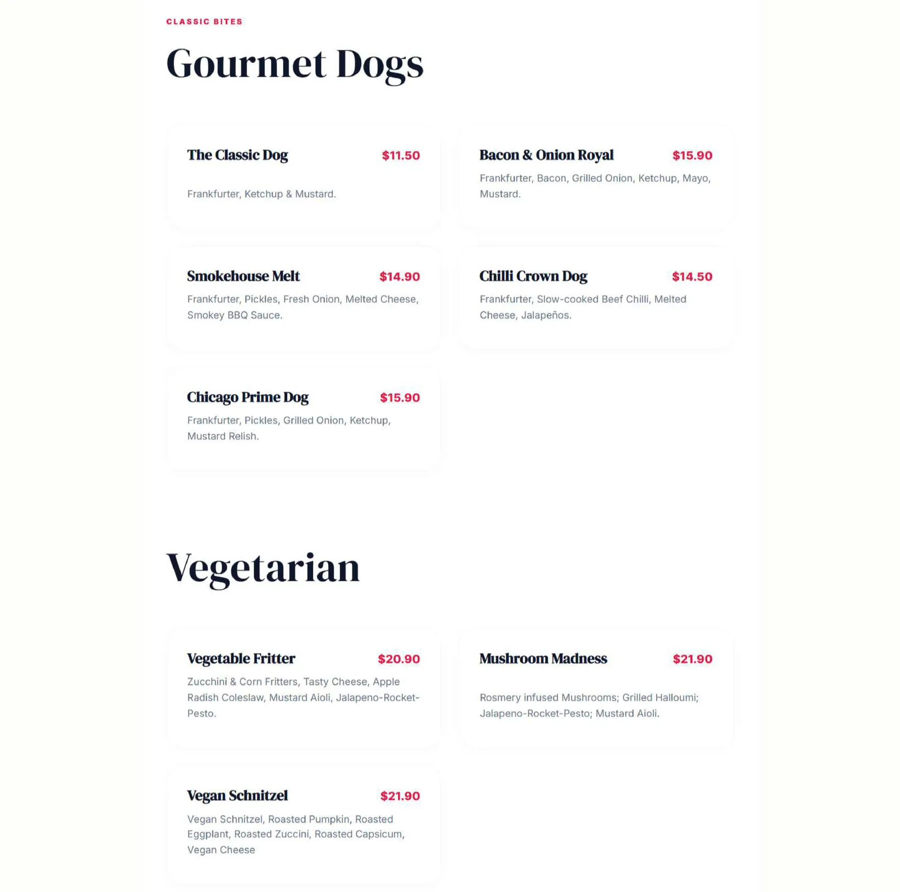 Steak Yo Claim menu, page 2