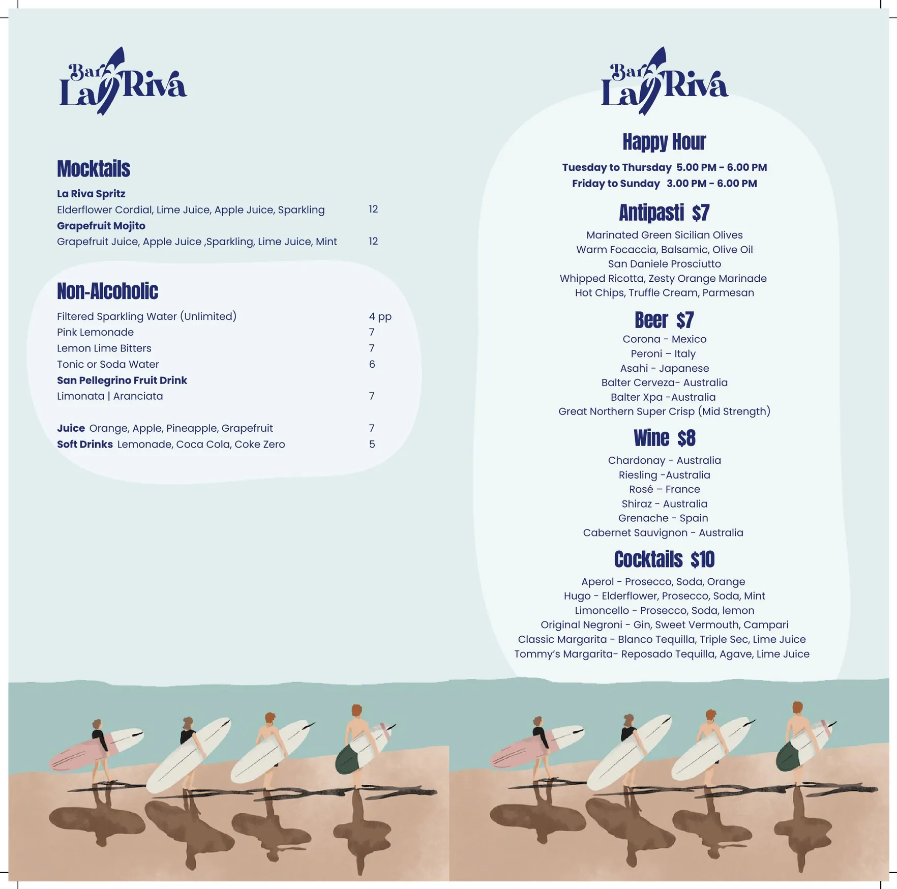 Bar La Riva menu, page 3