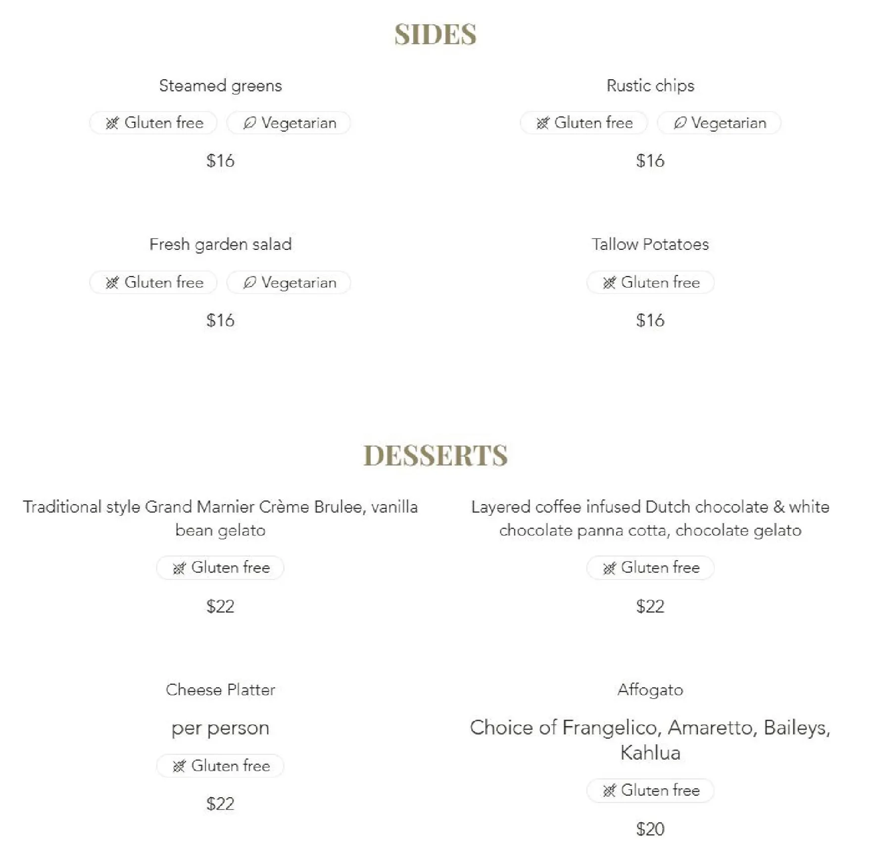 See Restaurant menu, page 4