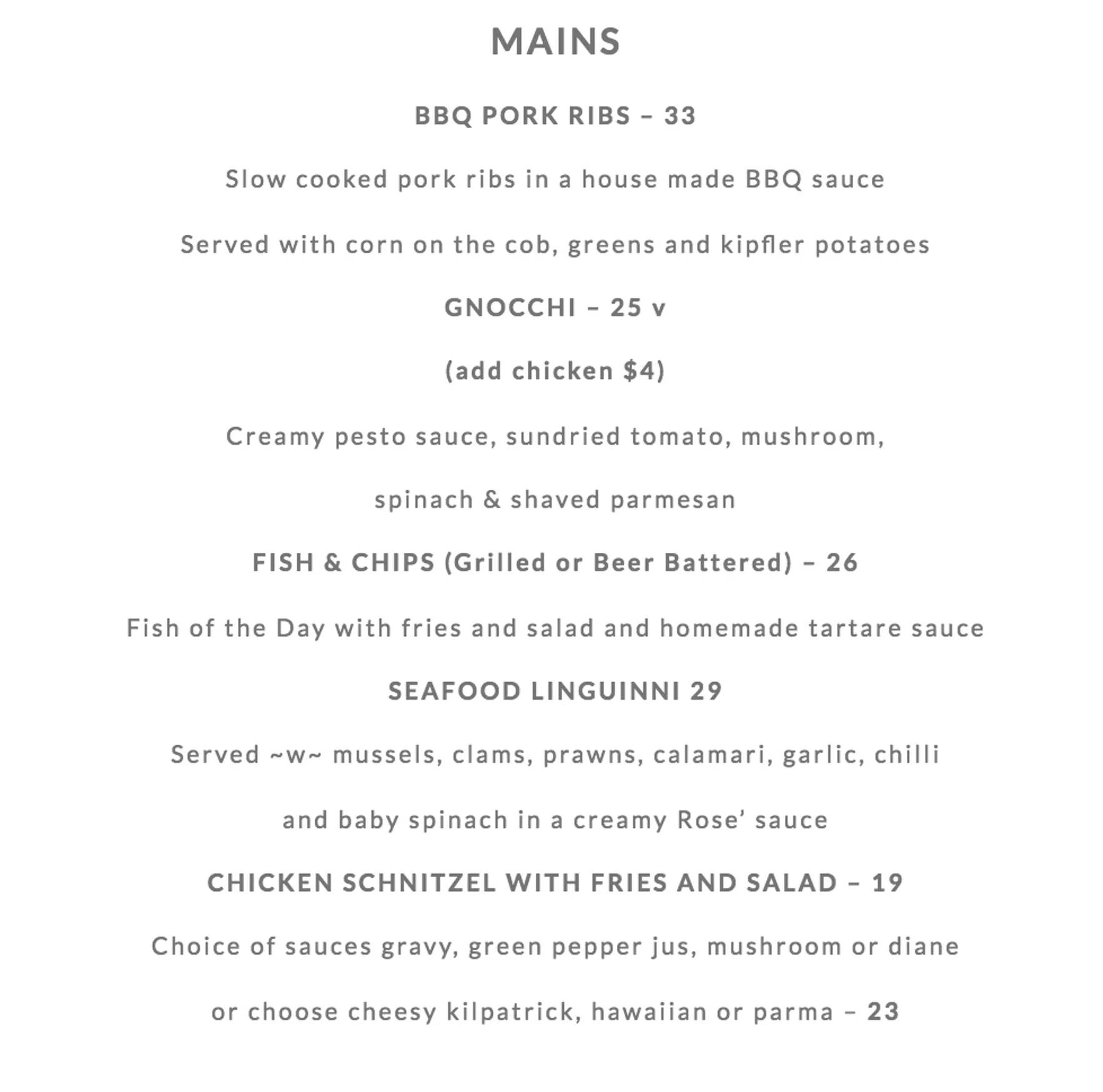 Siren Bar & Restaurant menu, page 3