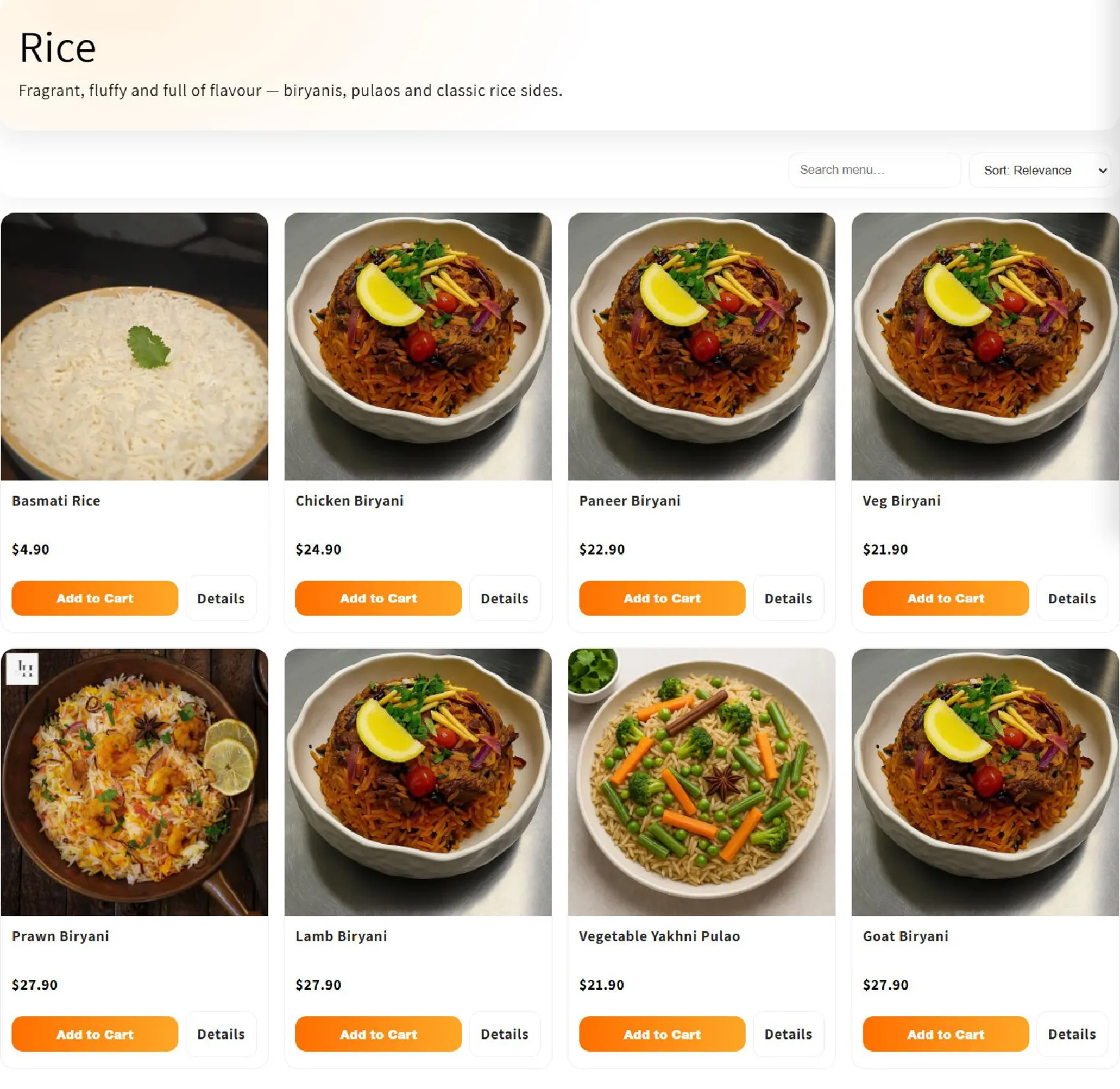 The Indian Host menu, page 8
