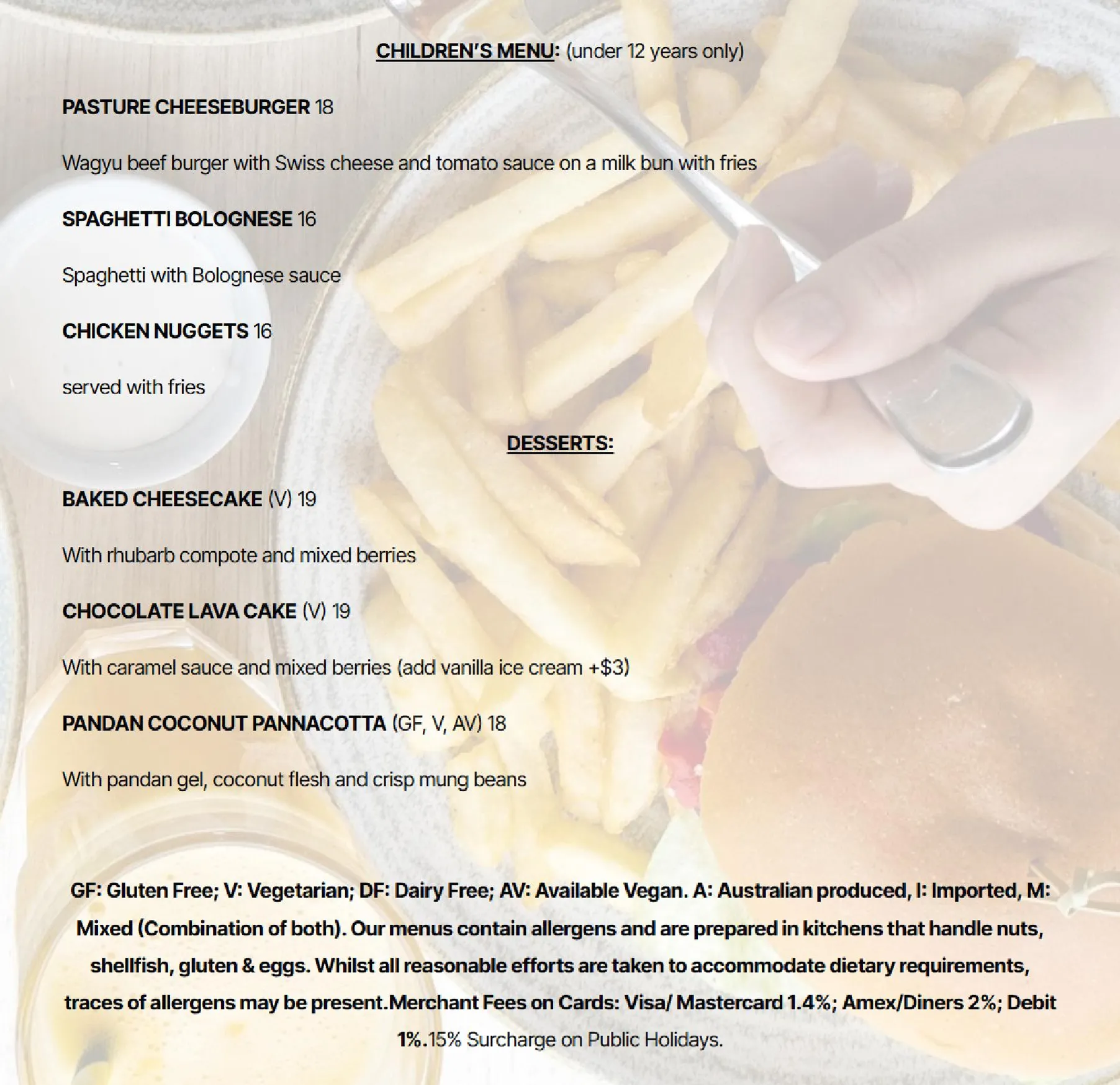 Pasture of Balmoral menu, page 3