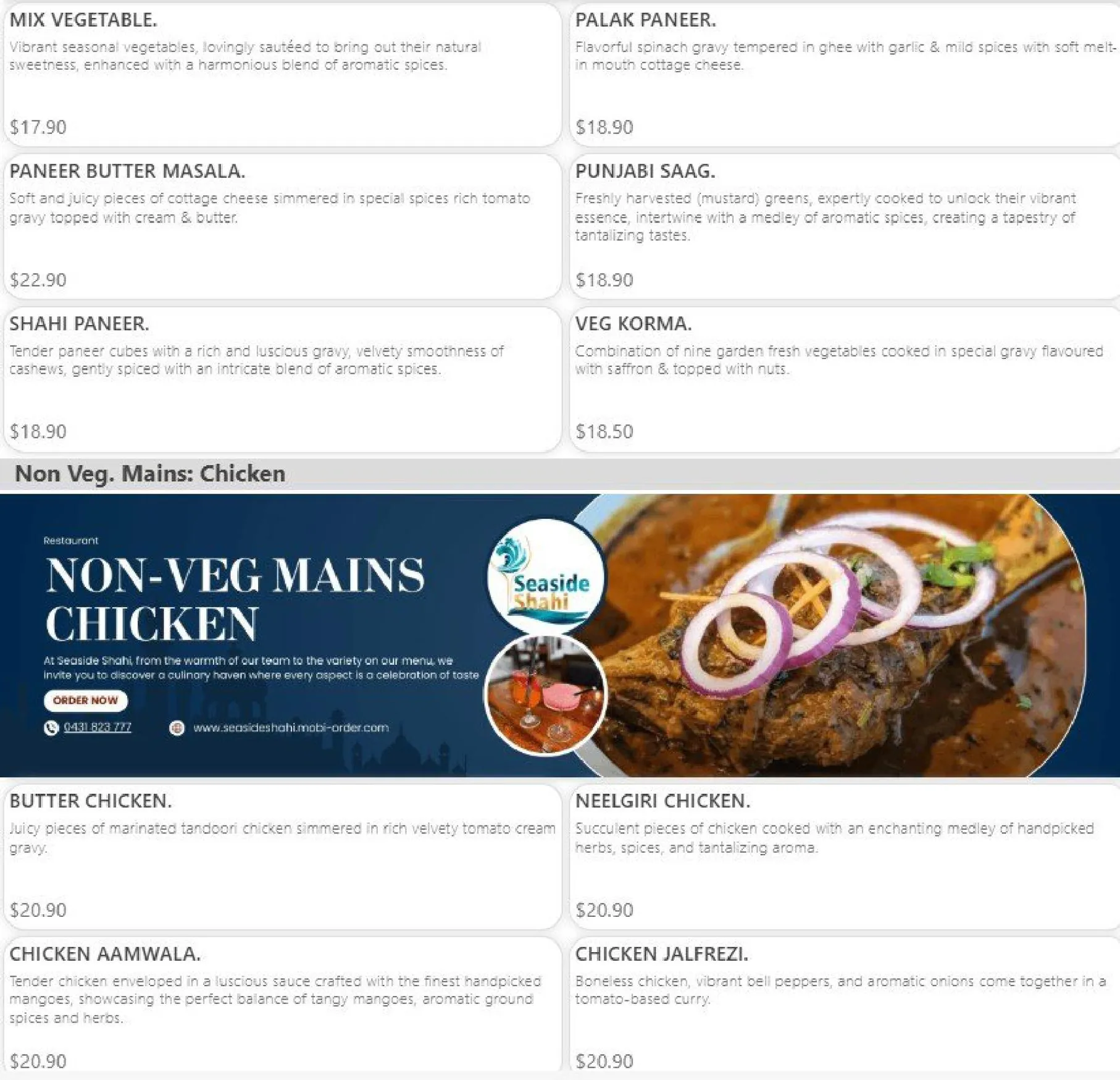 Seaside Shahi Indian Restaurant menu, page 4