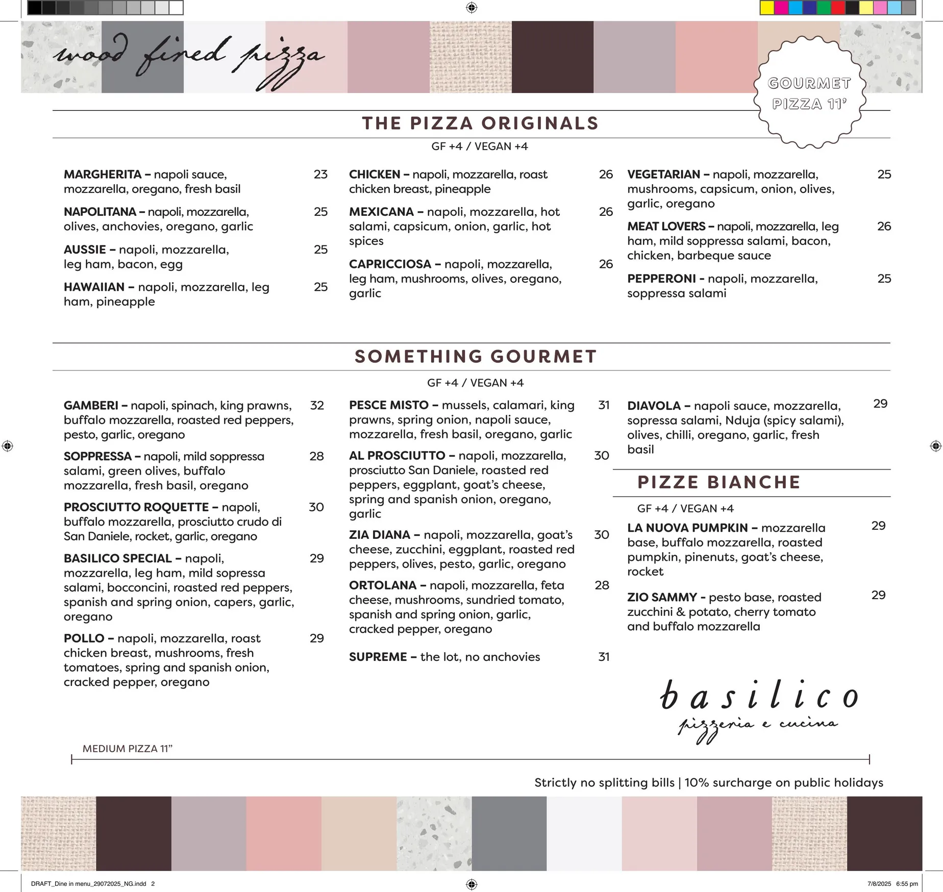 Basilico menu, page 2