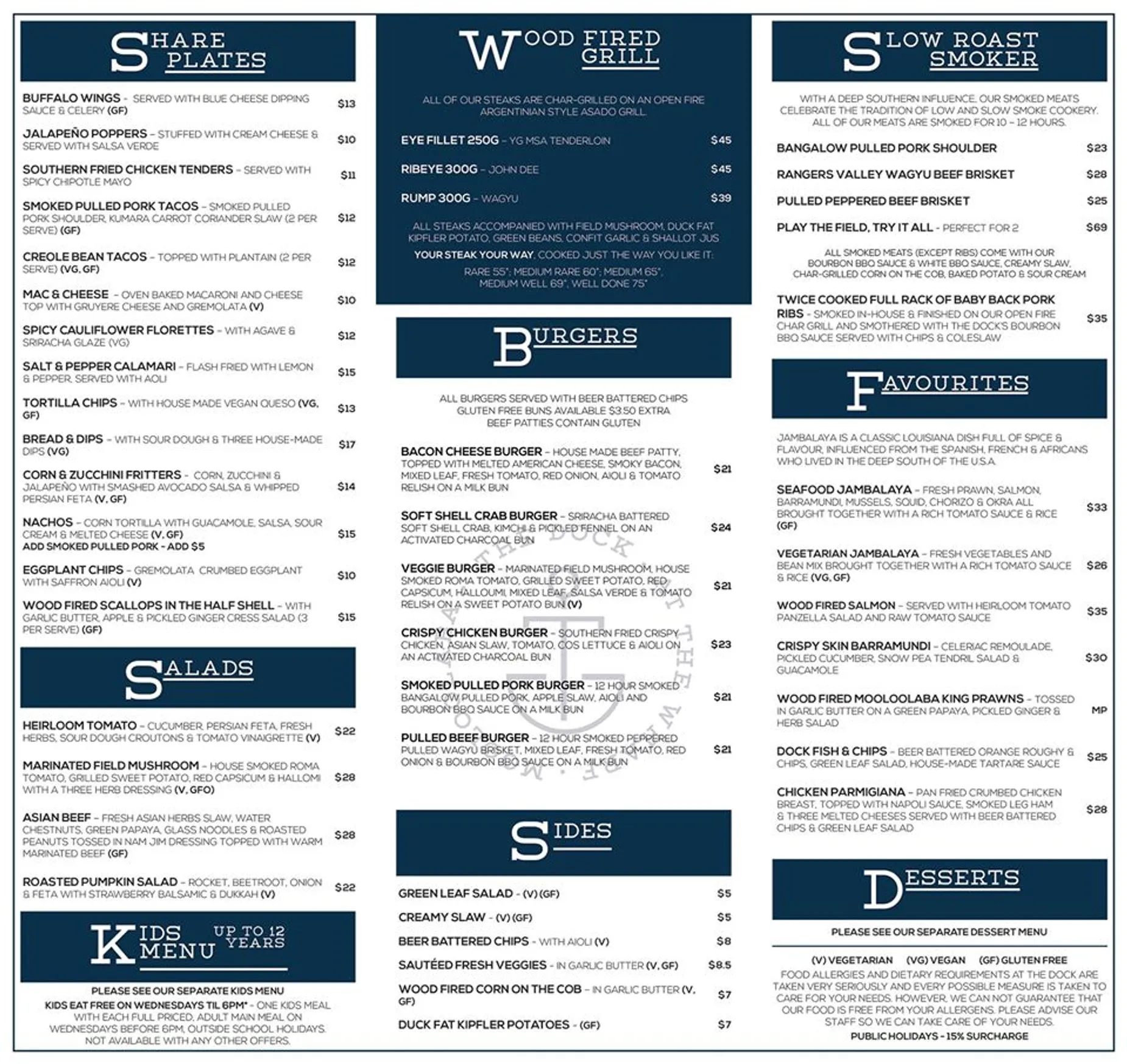 The Dock Mooloolaba menu, page 1