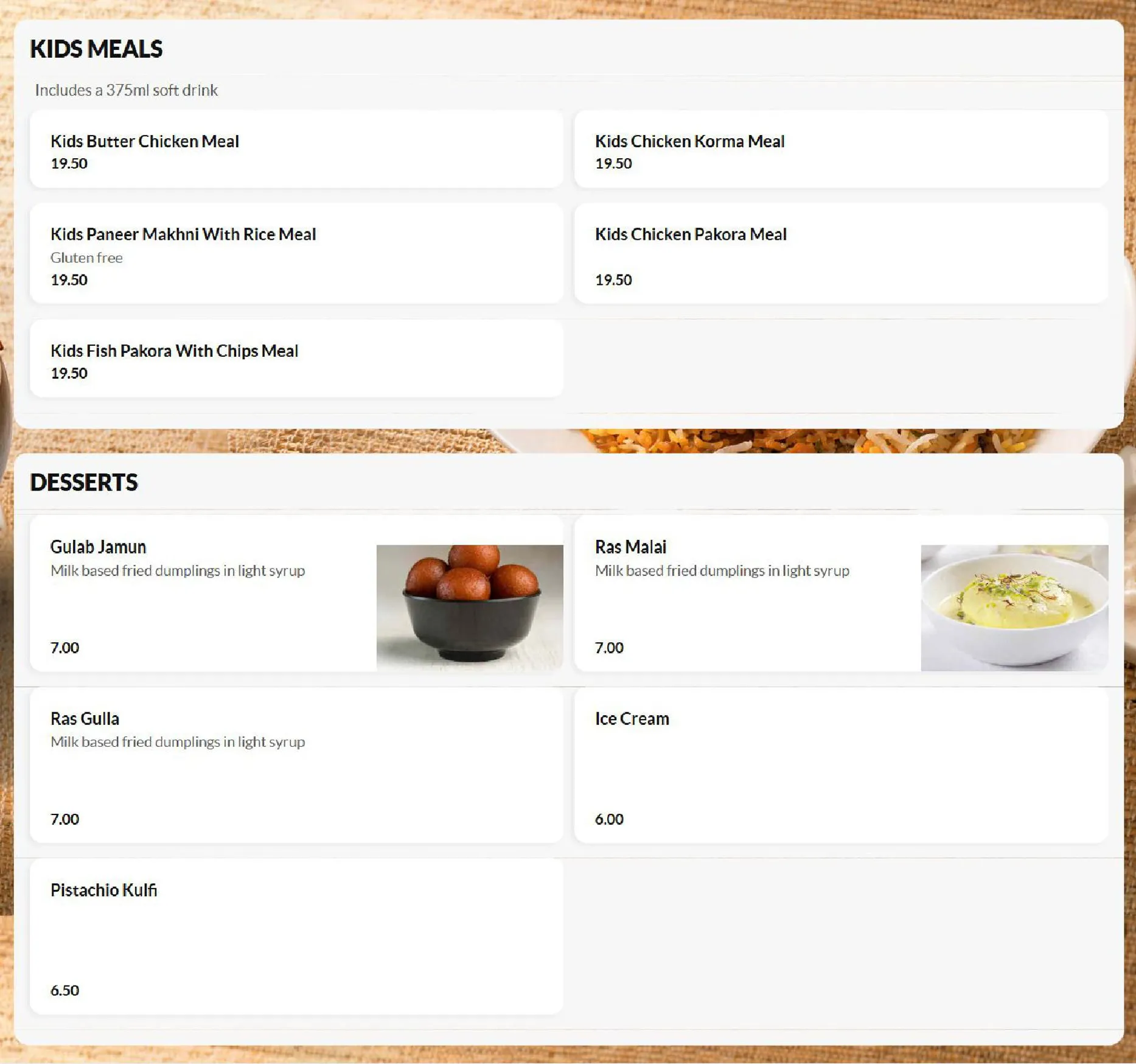Spicy India menu, page 8