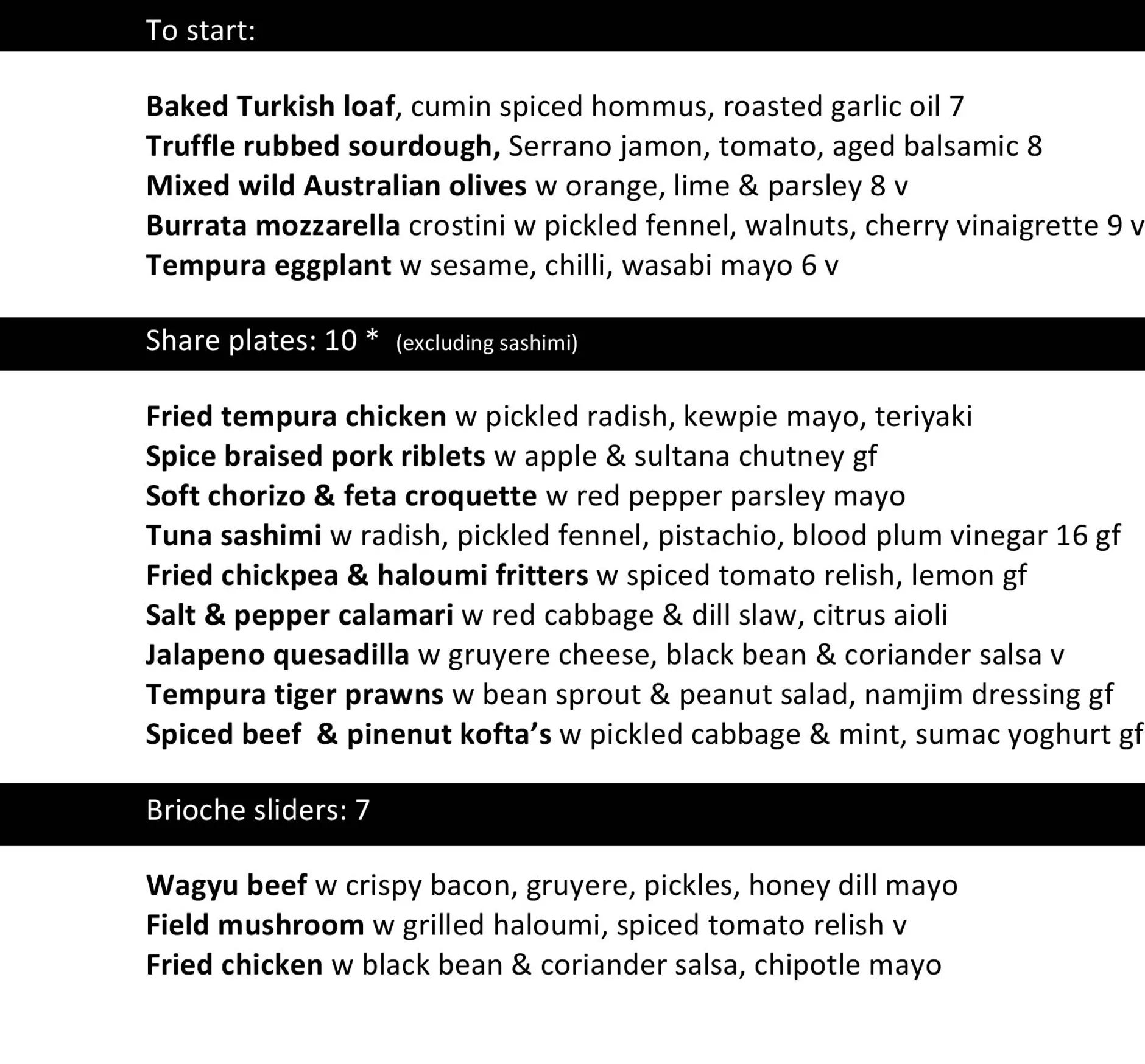 Onyx Broadbeach menu, page 1