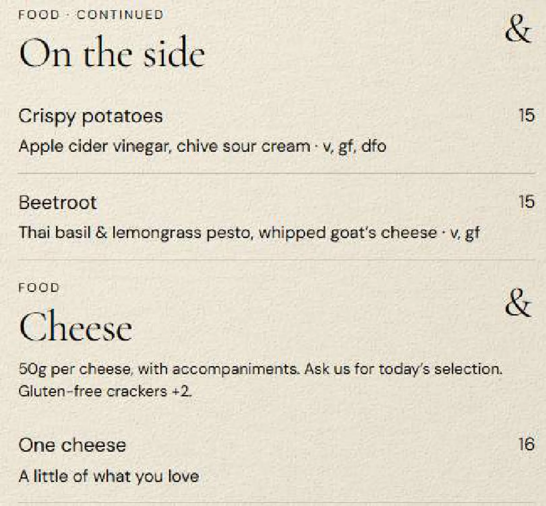 Wine & Larder menu, page 4