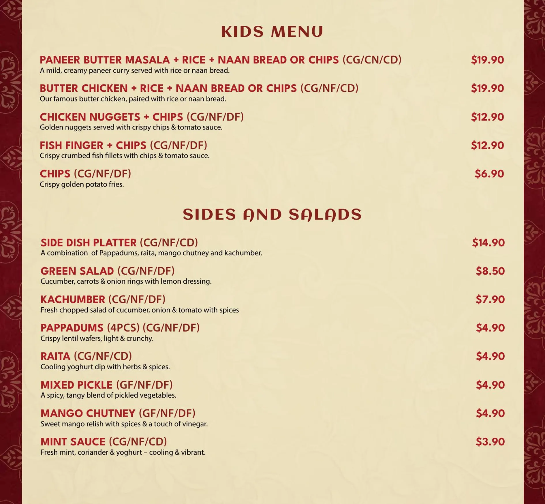 Asees Indian menu, page 10