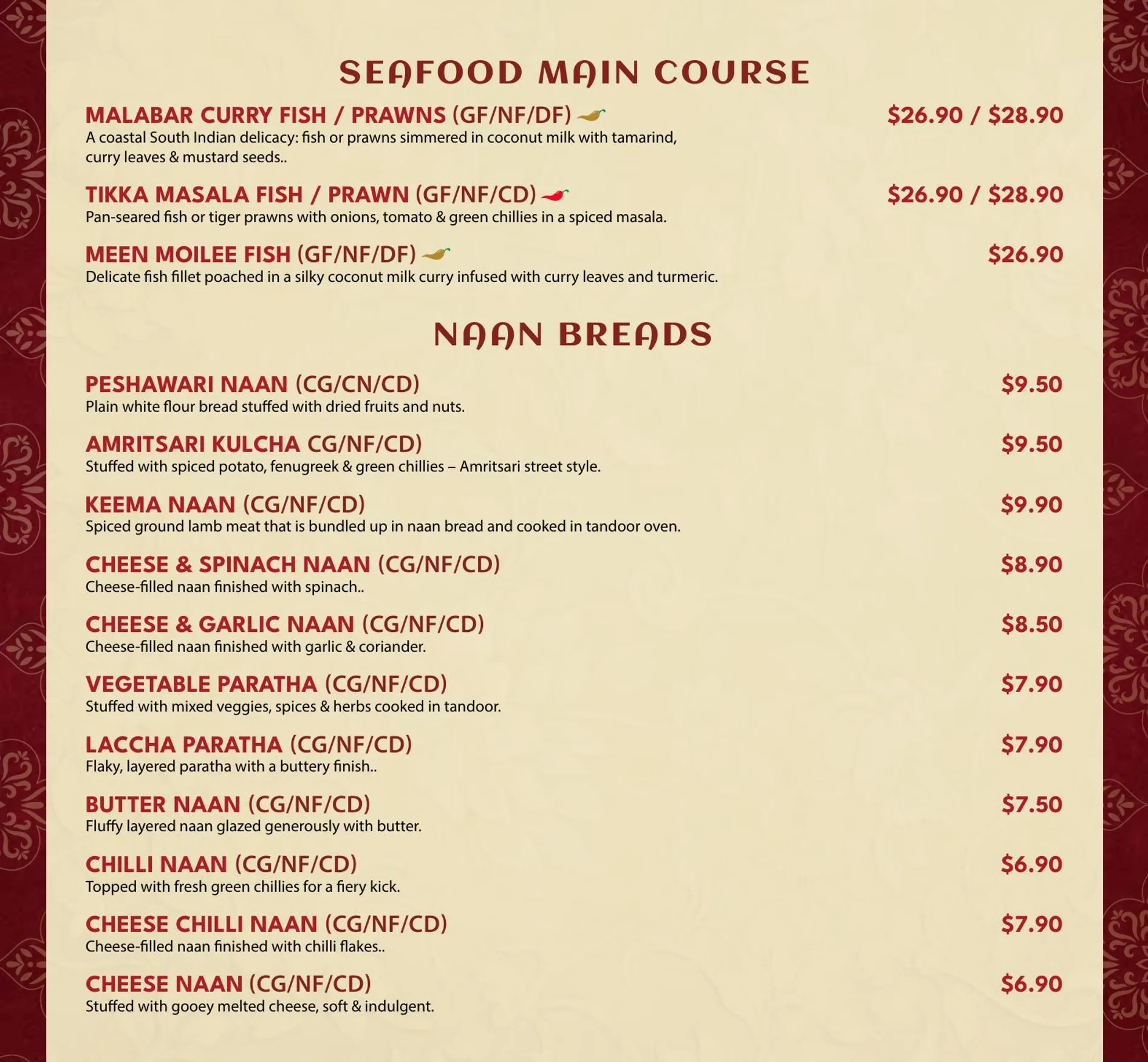 Asees Indian menu, page 8