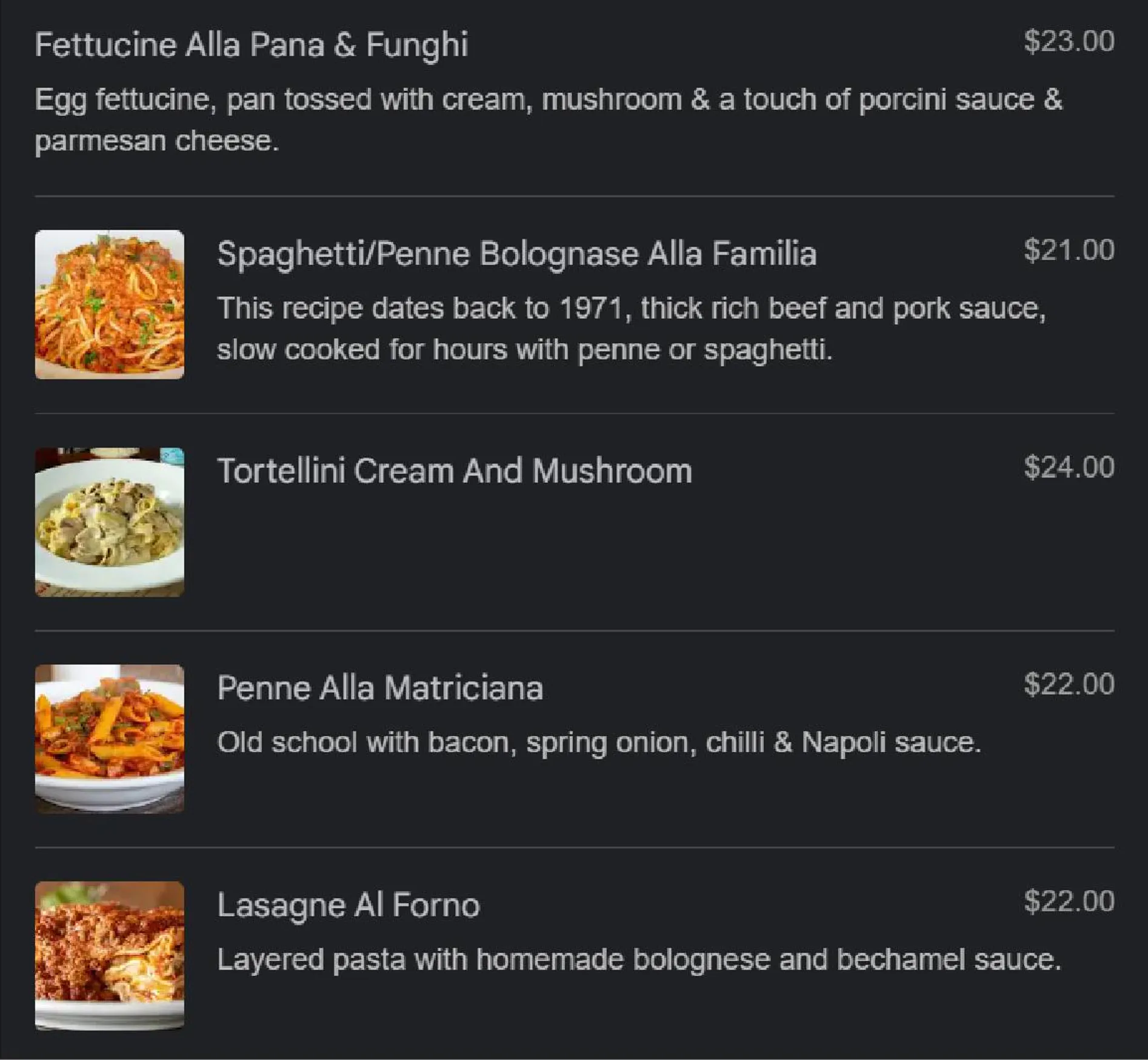 Queen Margherita Pizza menu, page 16