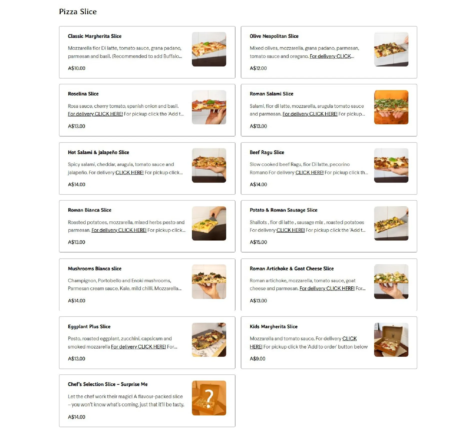Ta Ta Ta Pizza menu, page 2